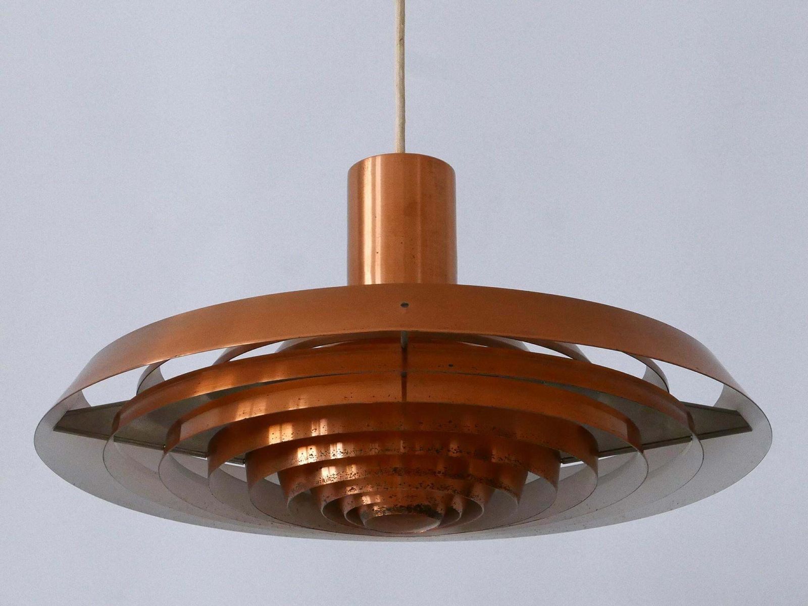 photo buy Rare Copper Plate Pendant Lamp By Poul Henningsen For Louis Poulsen Denmark 1958