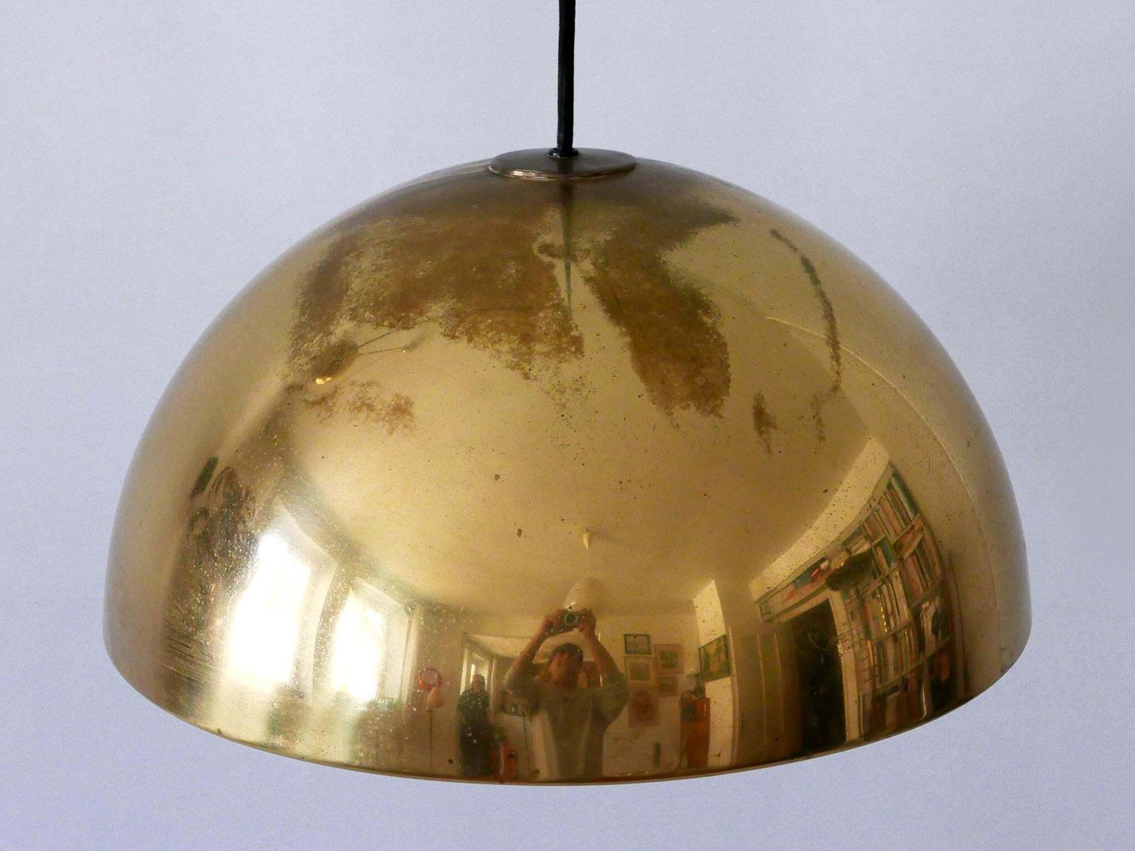 Elegant Mid Century Counterweight Brass Pendant Lamp By Florian Schulz 1960s photo Lighting