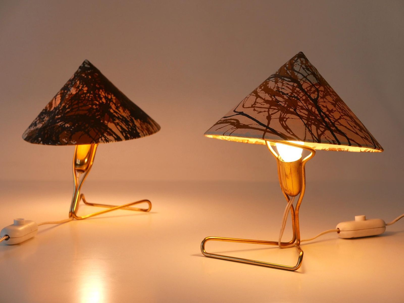 Set Of Two Rare Eel Table Lamps Or Wall Lights By Rupert Nikoll, Austria, 1952 photo vintage