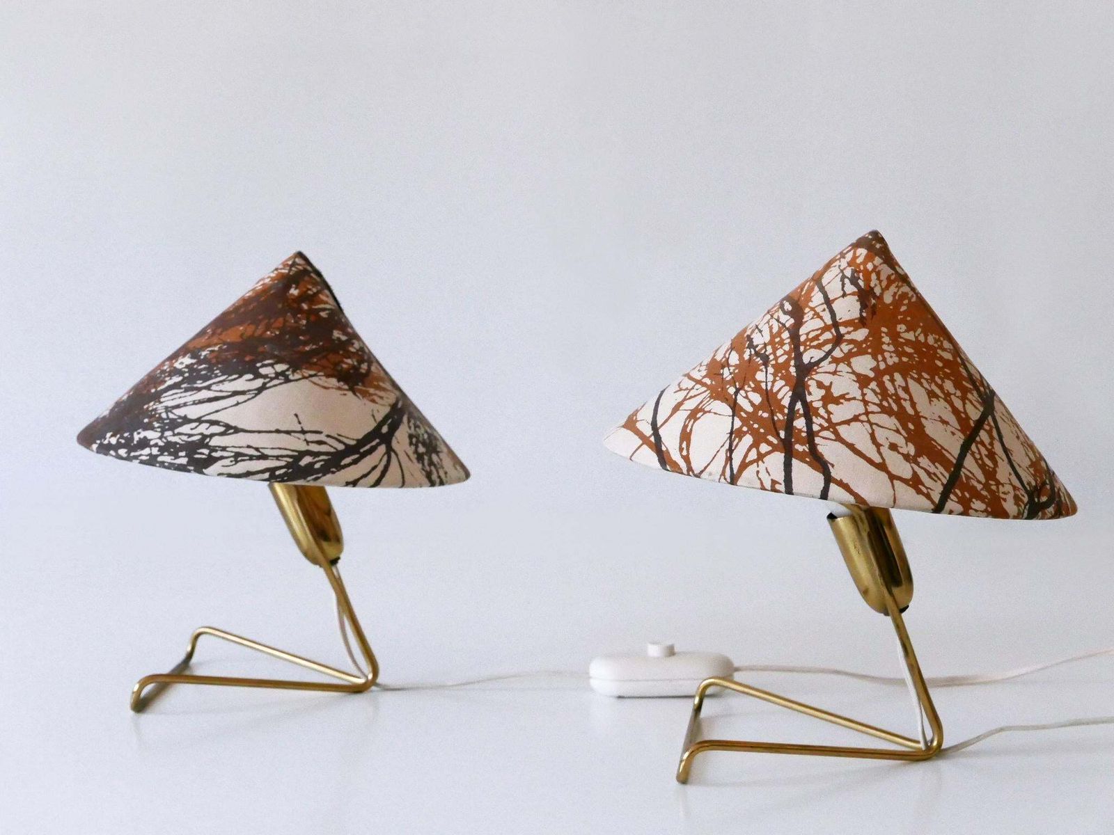 Lighting Set Of Two Rare Eel Table Lamps Or Wall Lights By Rupert Nikoll, Austria, 1952 photo