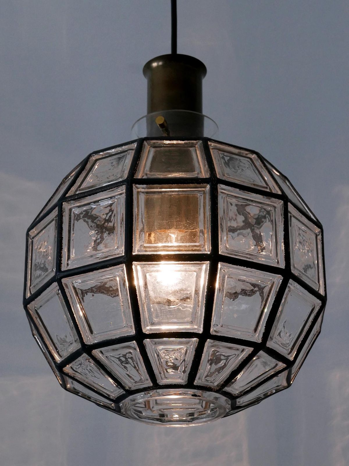 Large Mid Century Modern Pendant Lamp By Glashütte Limburg Germany 1960s photo furniture