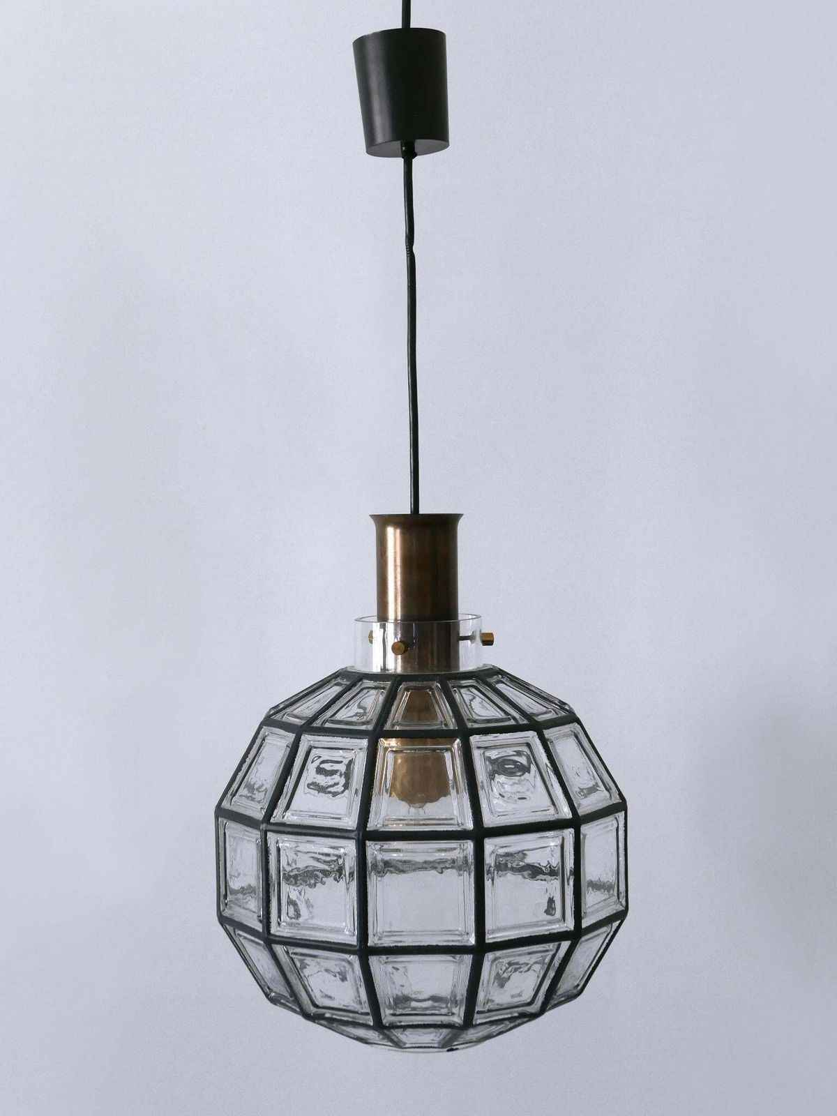 Large Mid Century Modern Pendant Lamp By Glashütte Limburg Germany 1960s photo for sale