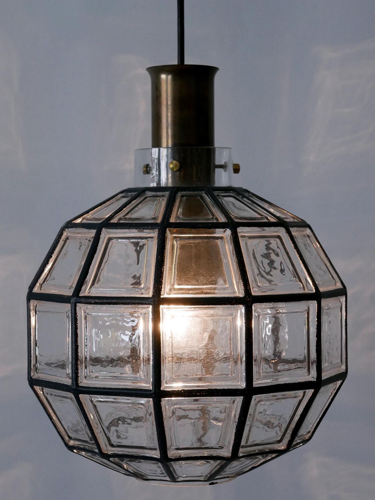 Large Mid Century Modern Pendant Lamp By Glashütte Limburg Germany 1960s photo vinterior