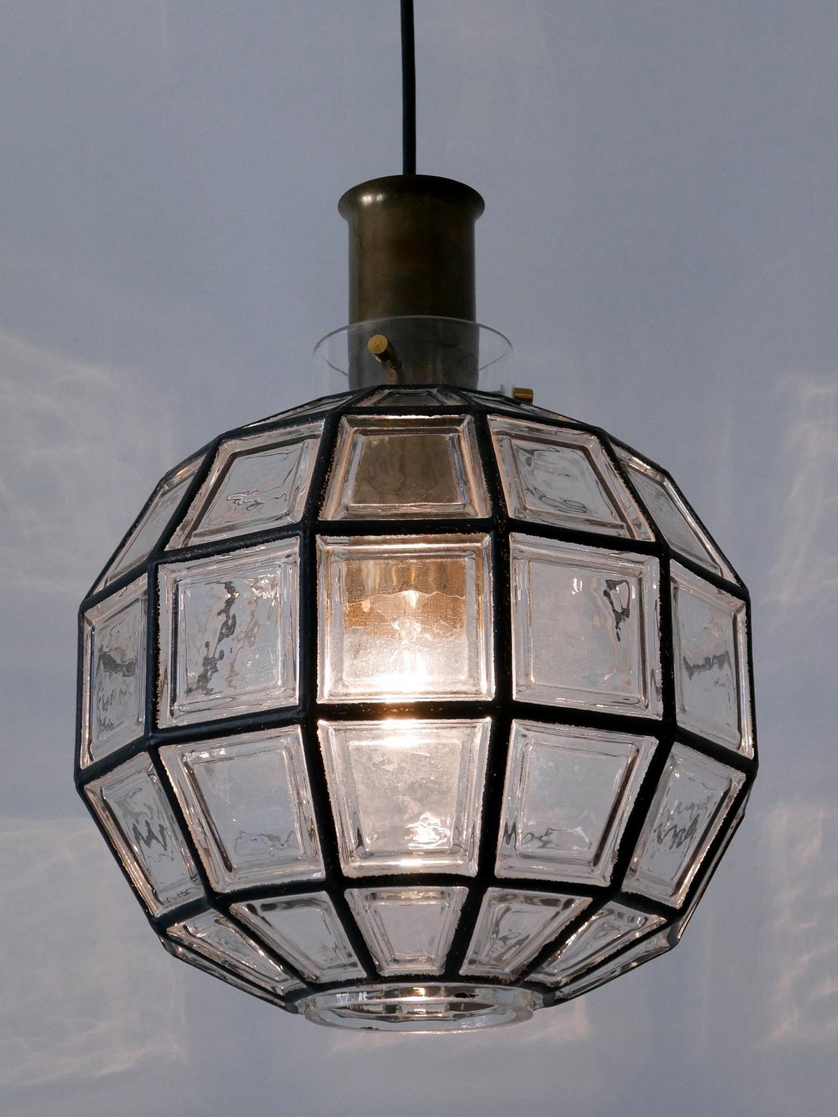 photo buy Large Mid Century Modern Pendant Lamp By Glashütte Limburg Germany 1960s