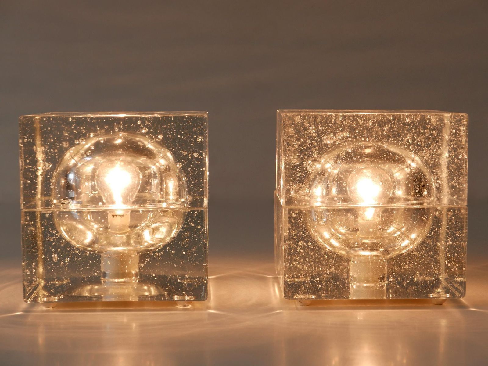Set Of Two Hand Blown Cubic Table Lamps By Müller & Zimmer, 1970s, Germany photo furniture