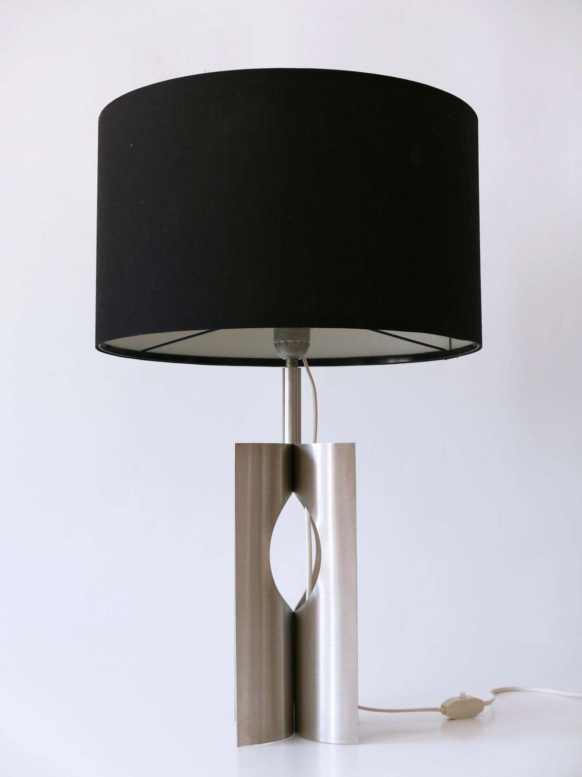 Rare & Elegant Mid Century Modern Brushed Aluminum Table Lamp France 1970s photo buy