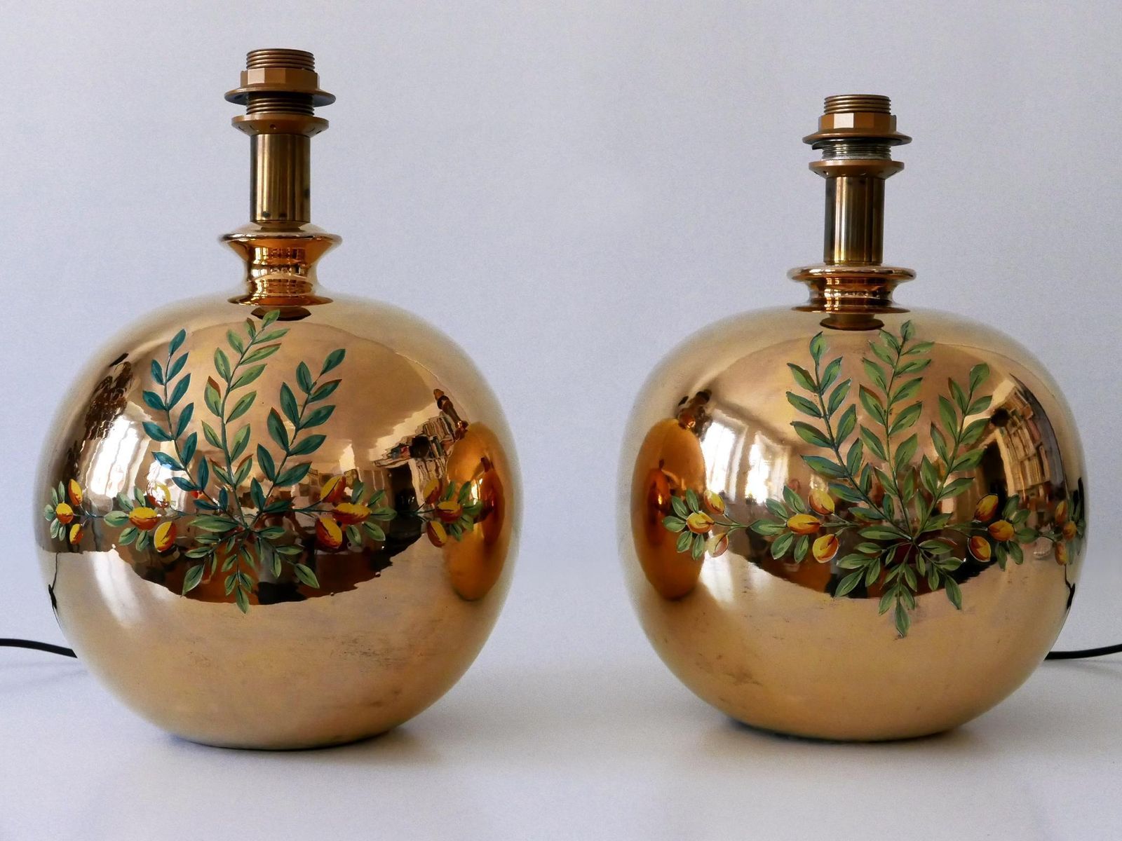 photo vinterior Set Of Two Mid Century Modern Massive Brass Side Table Lamps By Arte Lumen 1970s