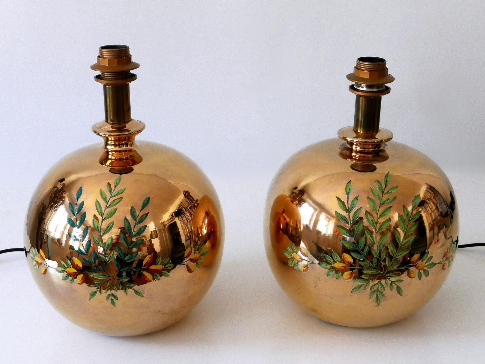 photo buy Set Of Two Mid Century Modern Massive Brass Side Table Lamps By Arte Lumen 1970s