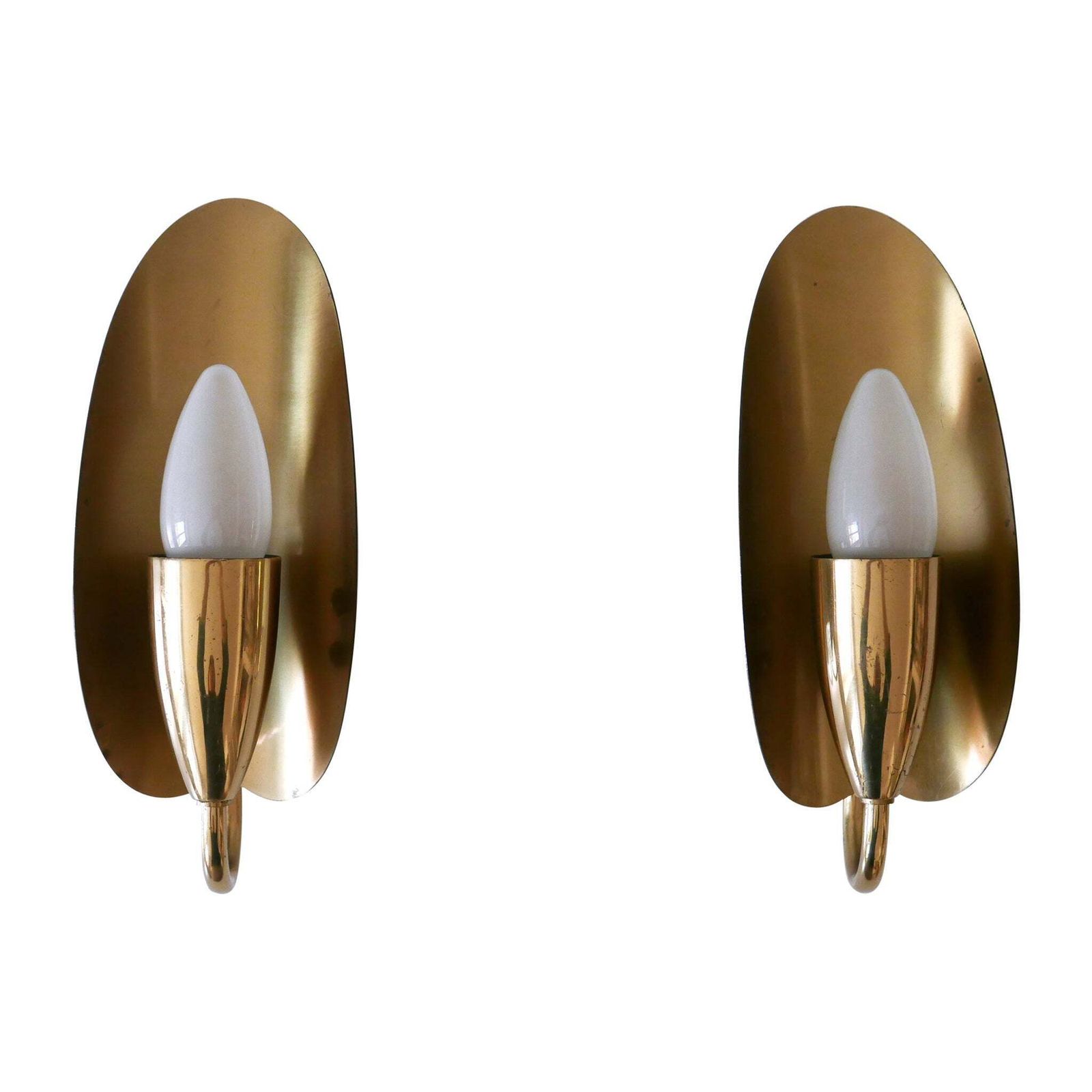Set Of Two Lovely Mid Century Modern Brass Sconces Or Wall Lamps Germany 1950s