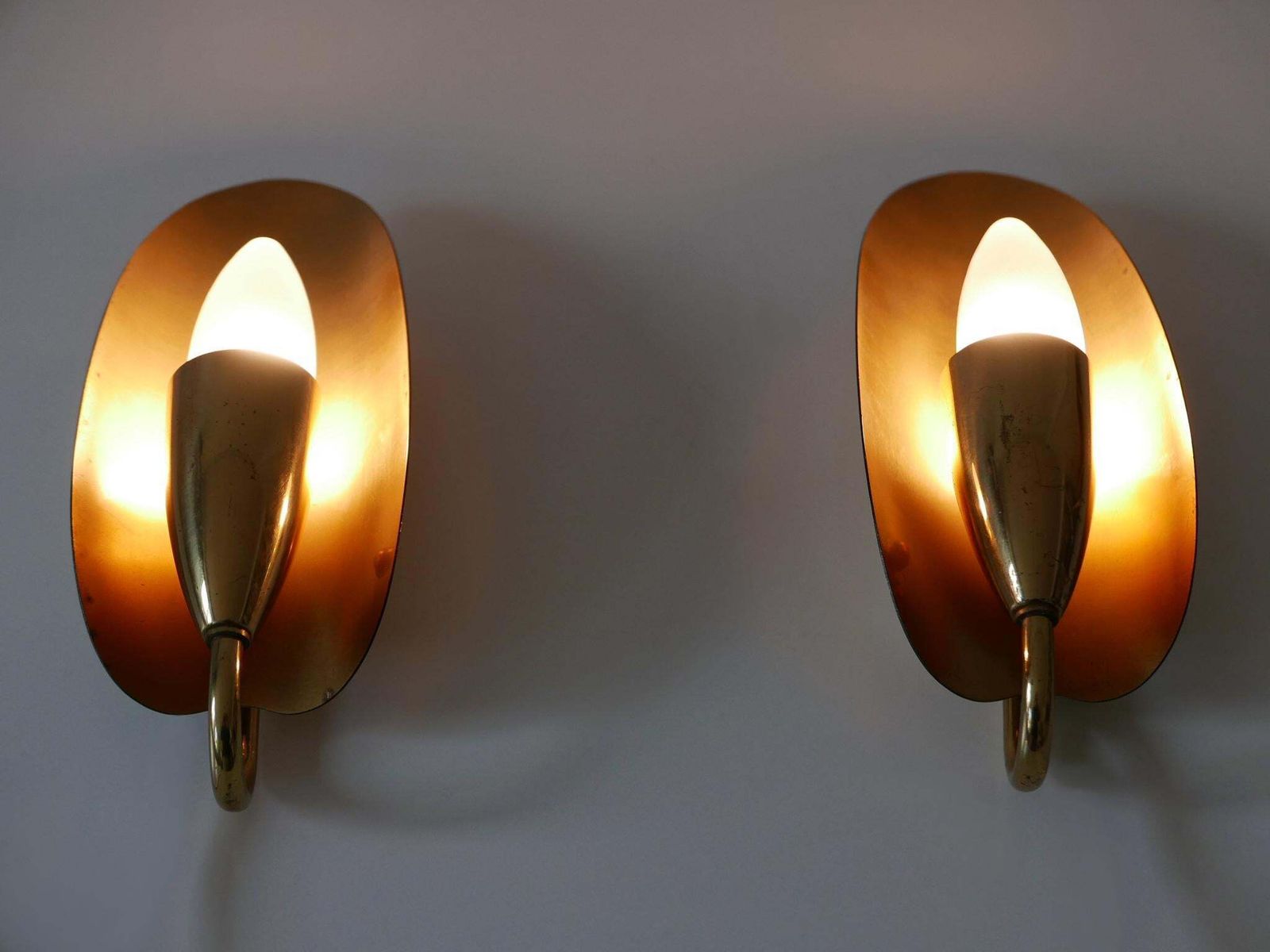 photo furniture Set Of Two Lovely Mid Century Modern Brass Sconces Or Wall Lamps Germany 1950s