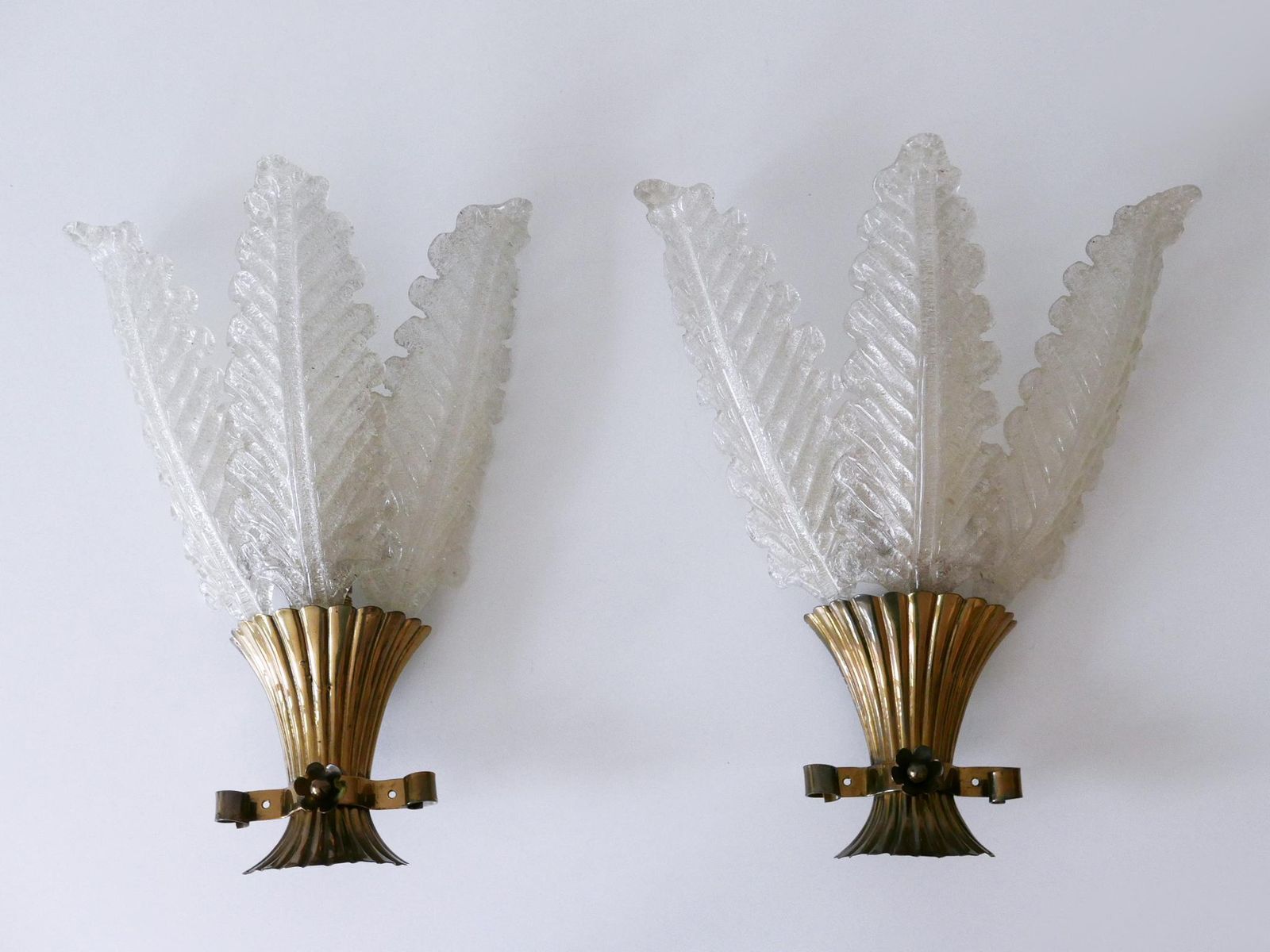 Set Of Two Rare Mid Century Modern Murano Glass Sconces By Barovier & Toso Italy photo for sale