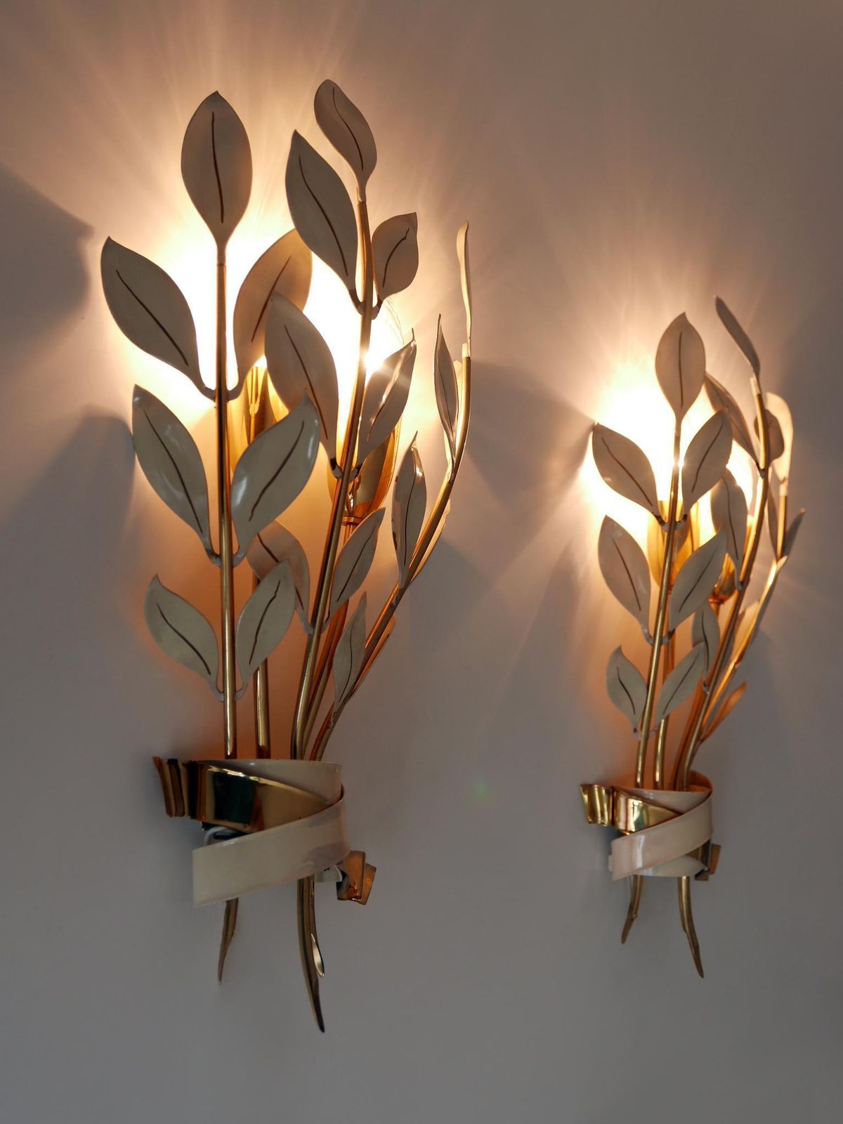 Lighting Set Of Two Rare 'Laurel Bouquet' Sconces By Vereinigte Werkstätten München 1950 photo