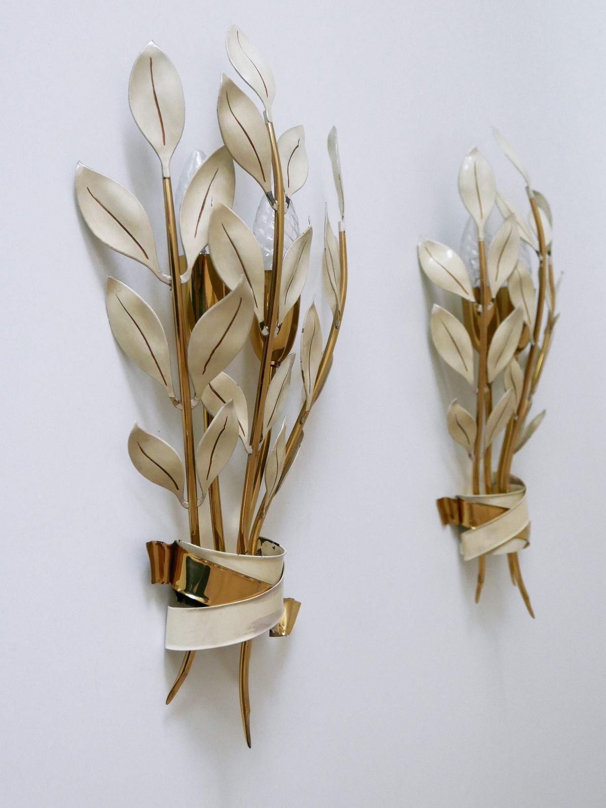 photo buy Set Of Two Rare 'Laurel Bouquet' Sconces By Vereinigte Werkstätten München 1950