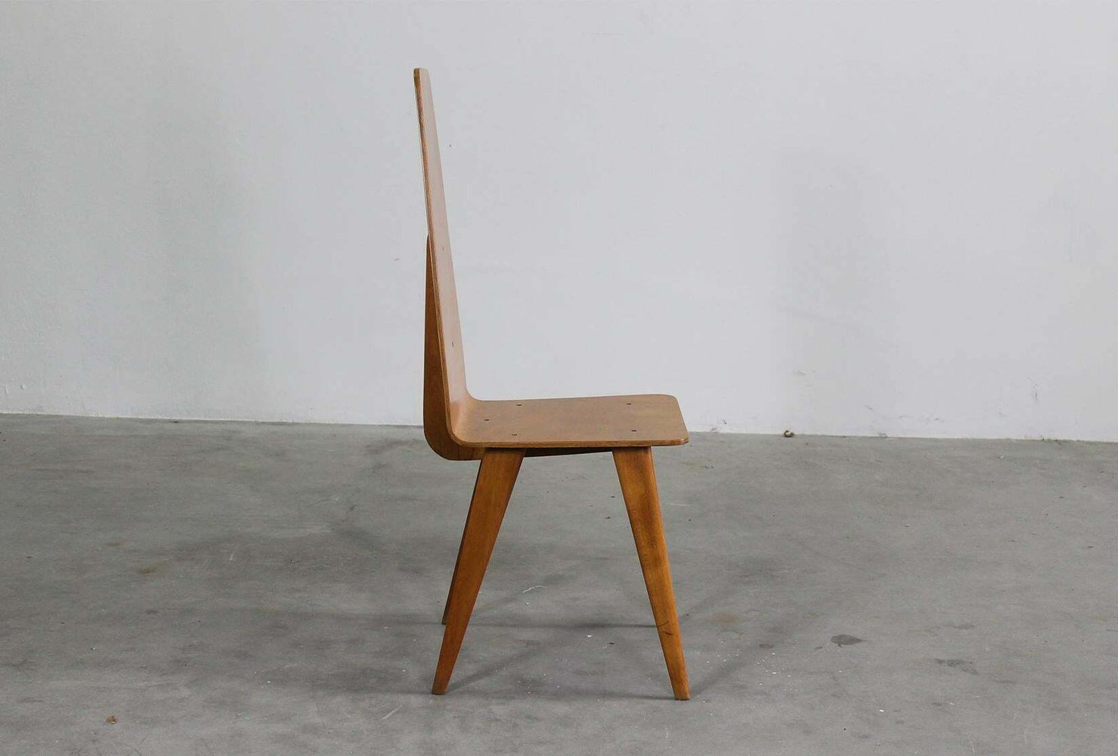 photo for sale Set Of Six Dining Chairs In Wood By Sineo Gemignani Italian Manufacture 1940s