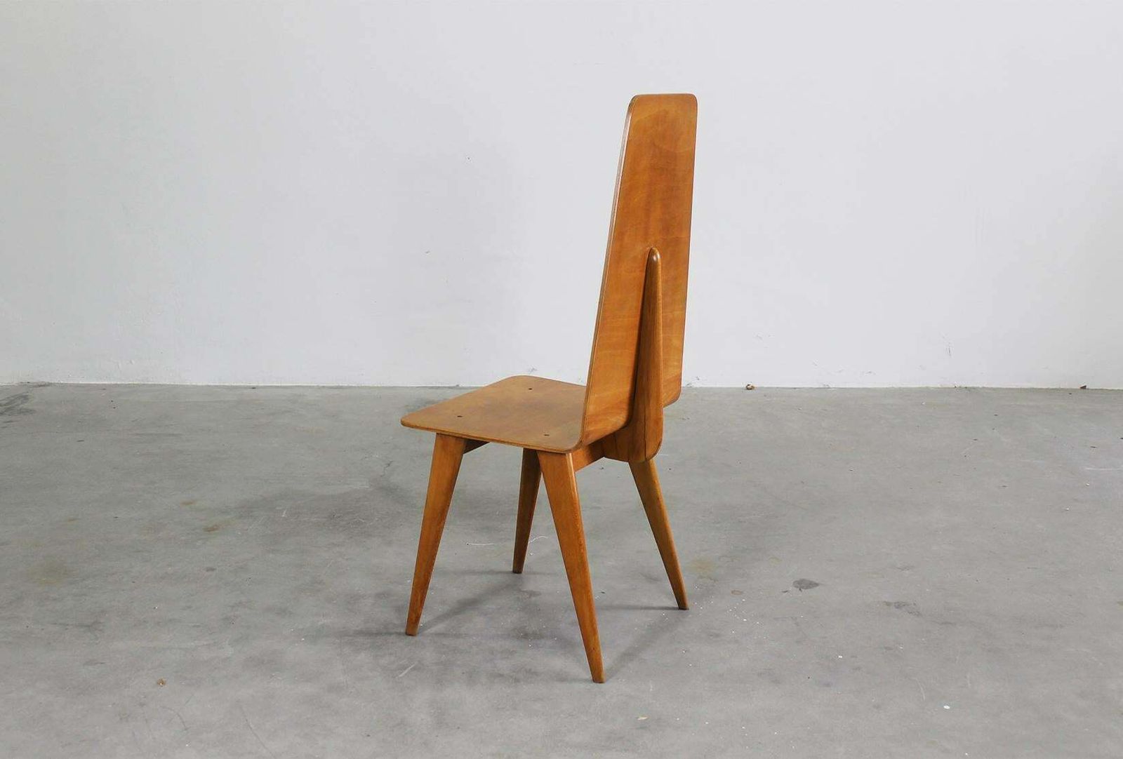 Furniture Set Of Six Dining Chairs In Wood By Sineo Gemignani Italian Manufacture 1940s photo
