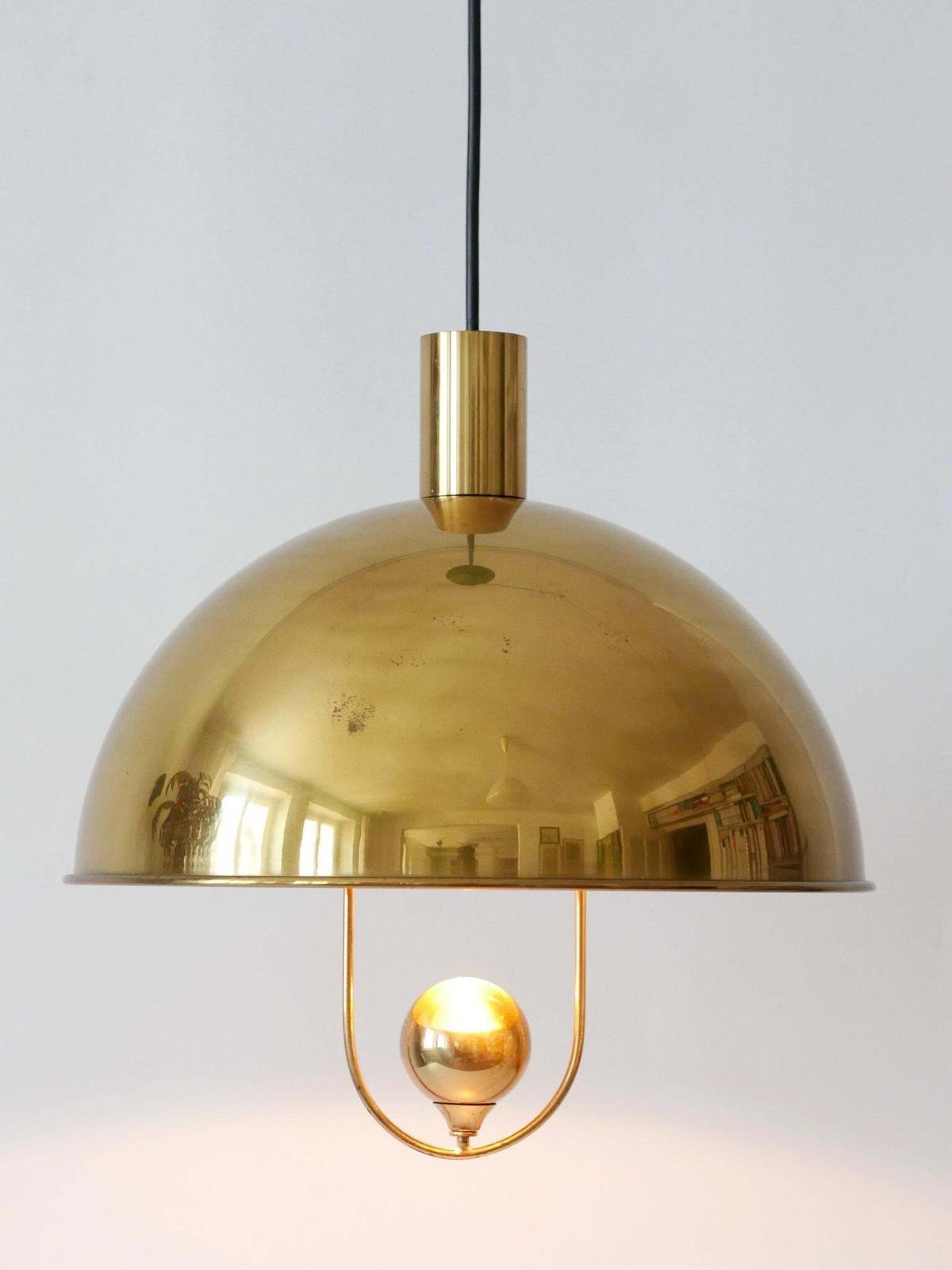 Elegant Mid Century Modern Brass Pendant Lamp By Florian Schulz Germany 1970s photo buy