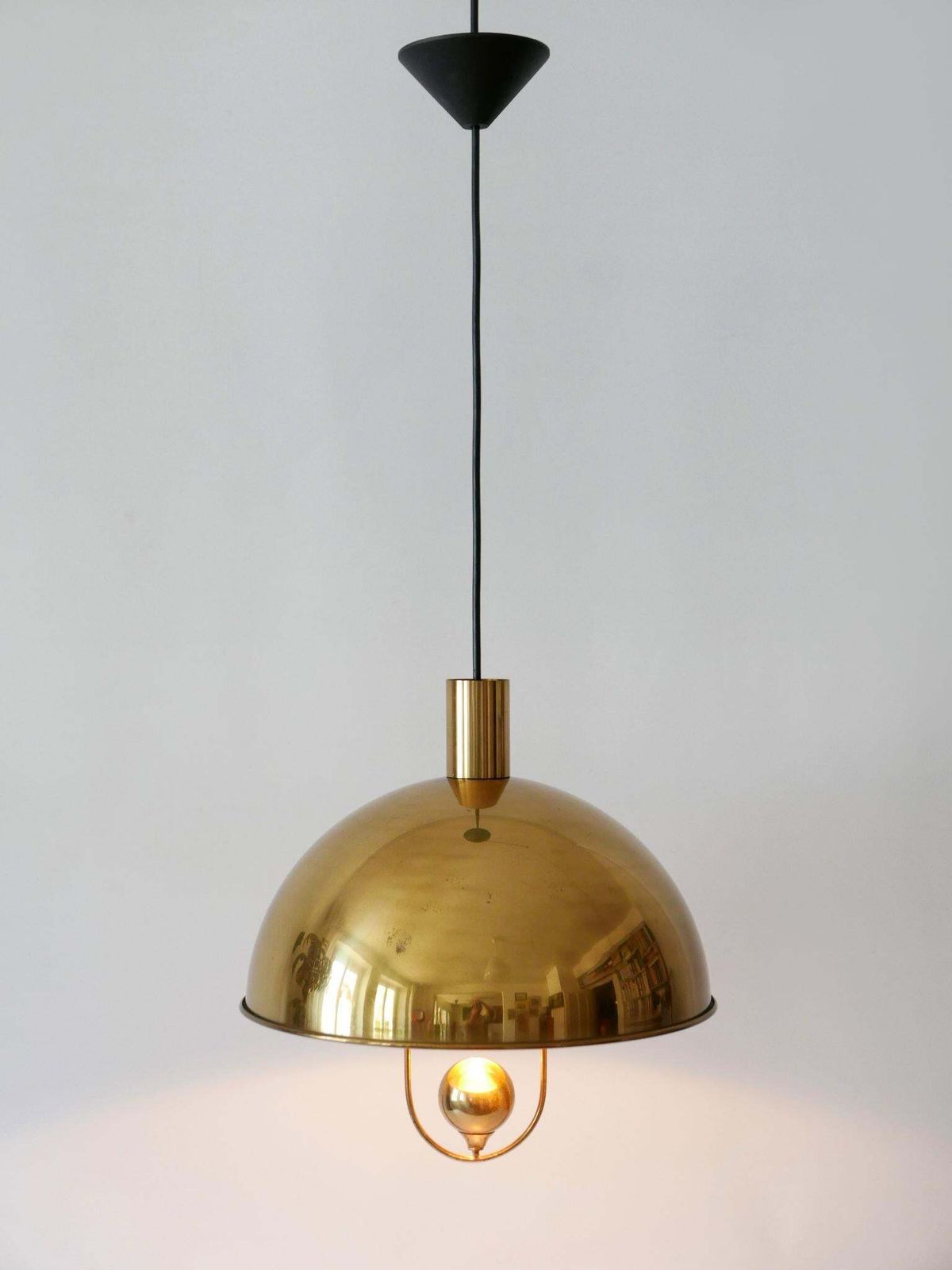 photo furniture Elegant Mid Century Modern Brass Pendant Lamp By Florian Schulz Germany 1970s