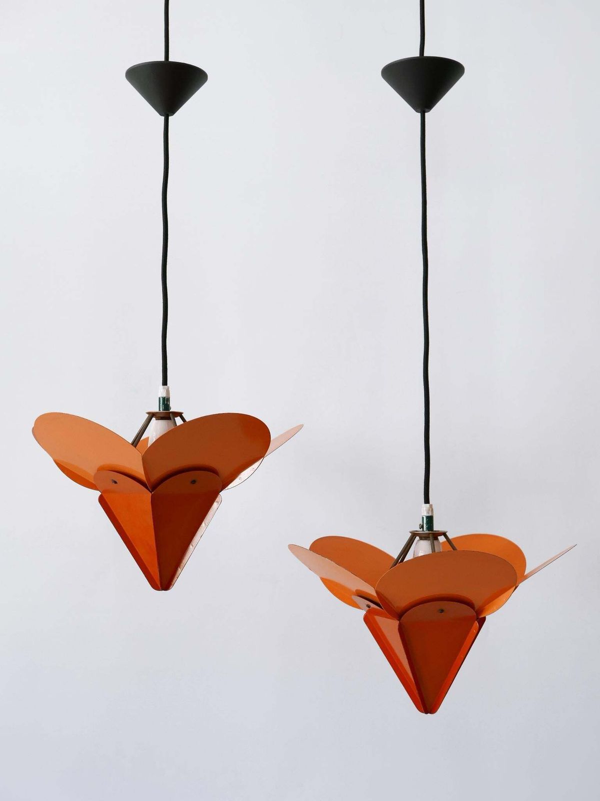 photo for sale Set Of Two Unique Tivoli Flower Pendant Lamps By Simon Poul Henningsen 1958