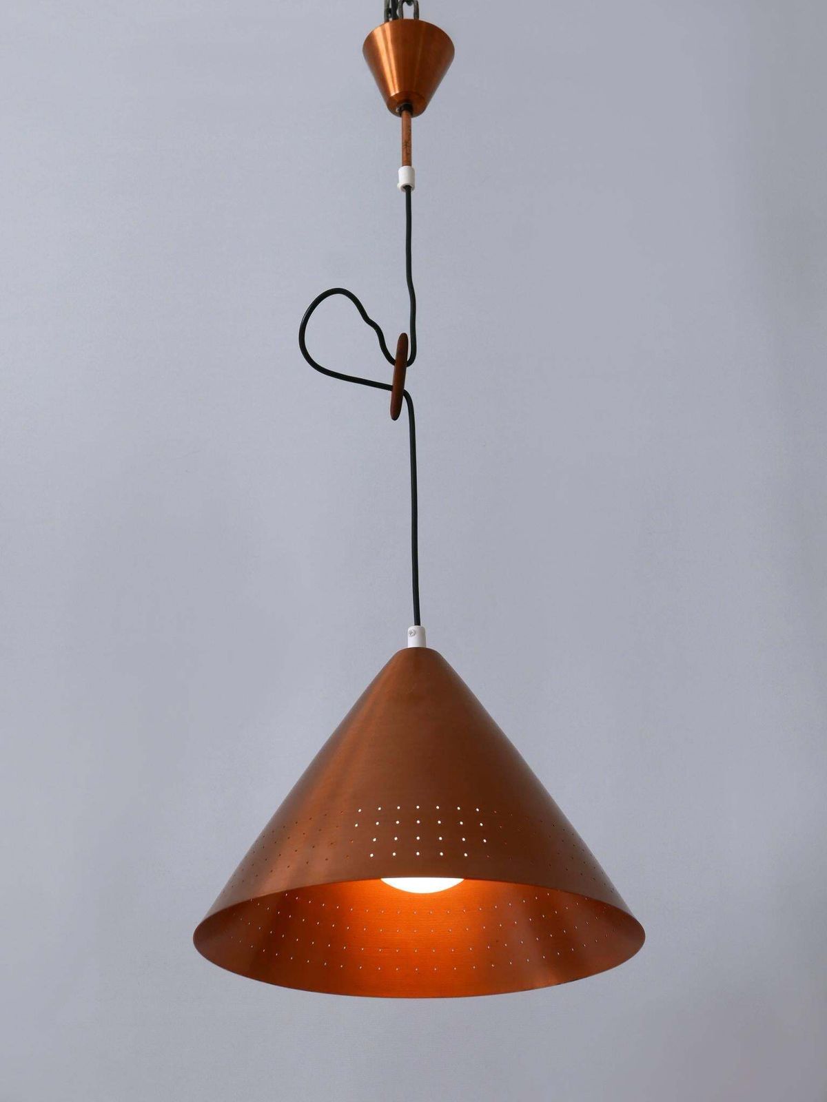 photo for sale Rare Mid Century Modern Scandinavian Copper Pendant Lamp Or Hanging Light  1960s