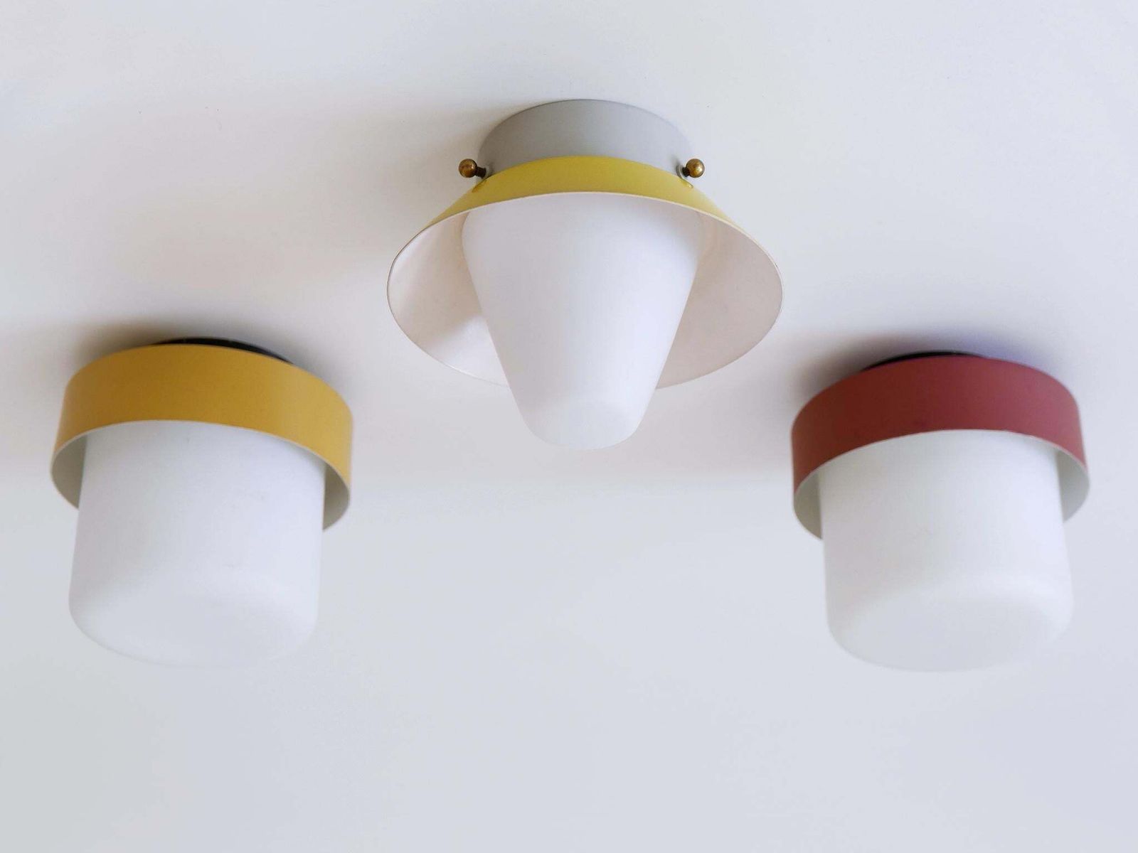 Set Of Three Rare & Lovely Ceiling Fixtures Or Flush Mounts Germany 1960s photo 2600.0