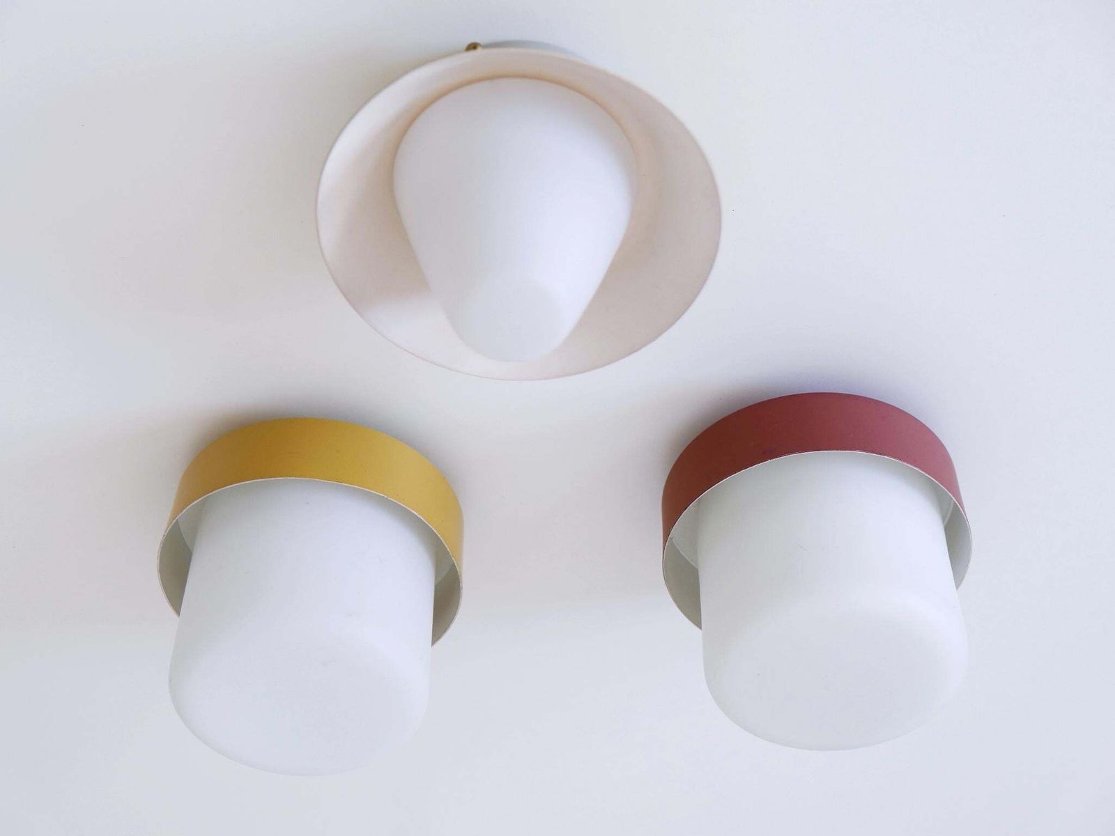Set Of Three Rare & Lovely Ceiling Fixtures Or Flush Mounts Germany 1960s photo buy