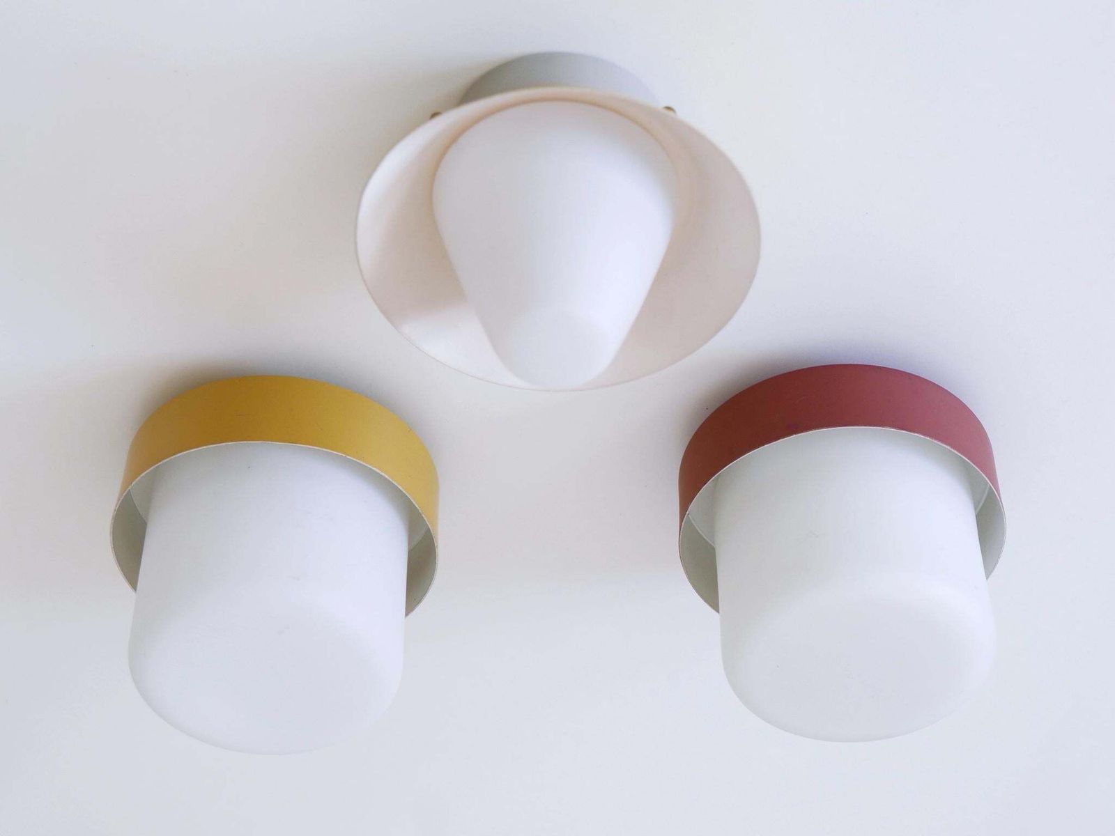 Lighting Set Of Three Rare & Lovely Ceiling Fixtures Or Flush Mounts Germany 1960s photo