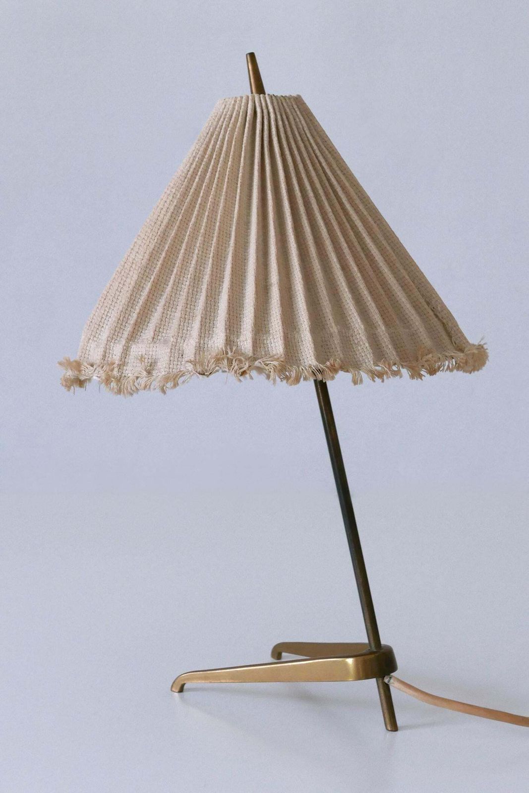 Rare Mid Century Modern Brass Crowfoot Table Lamp By J.T. Kalmar Austria 1950s photo vinterior