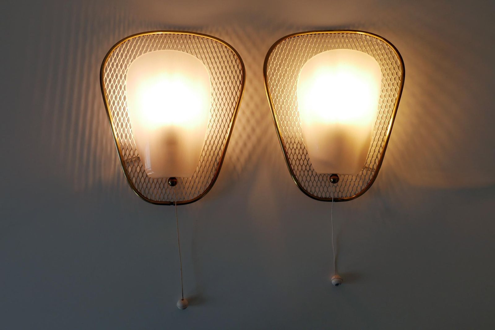 Set Of Two Rare & Elegant Mid Century Modern Sconces Or Wall Lamps Germany 1950s photo furniture