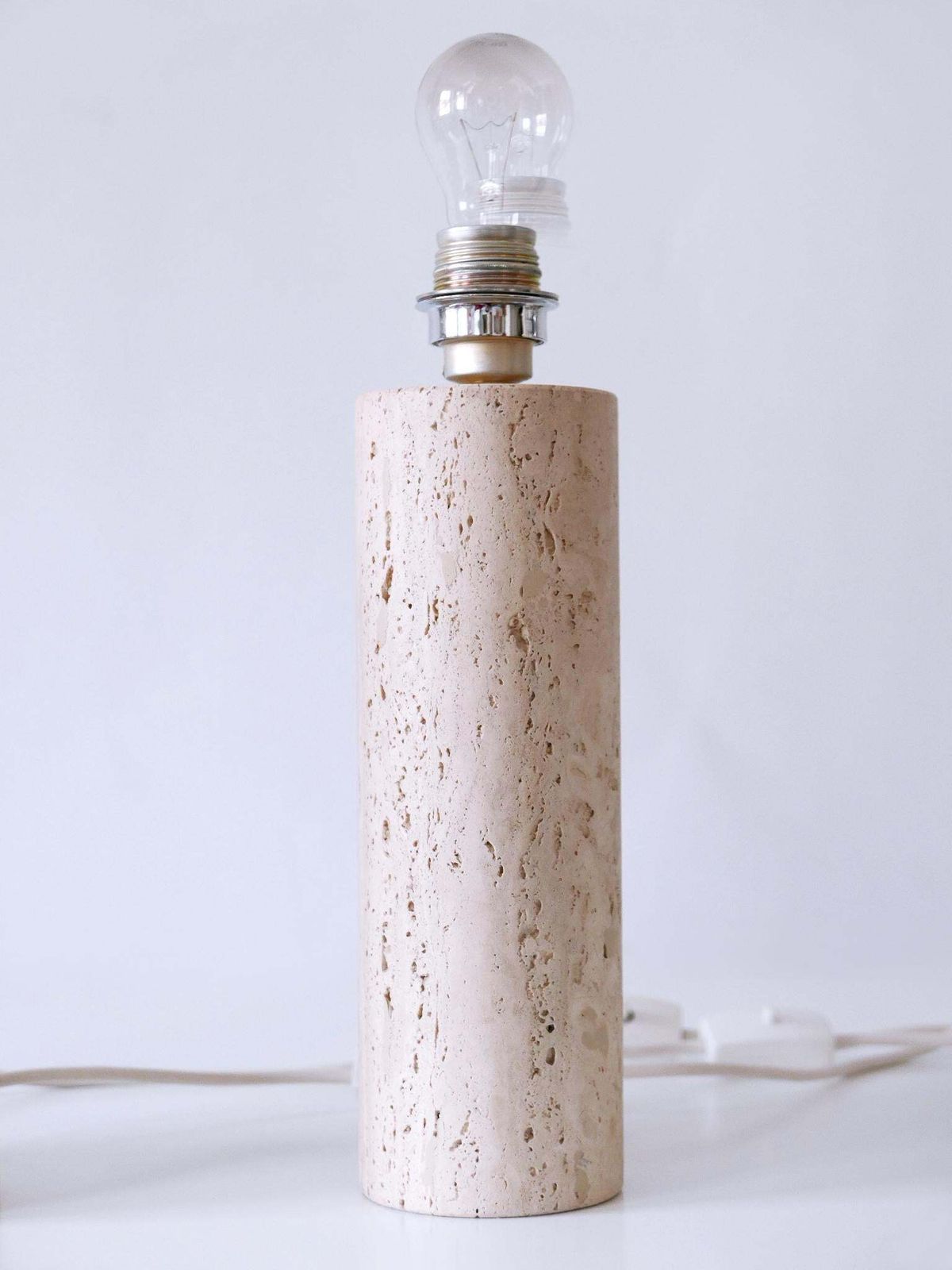 photo buy Set Of Three Elegant Mid Century Modern Travertine Table Lamps Italy 1960s