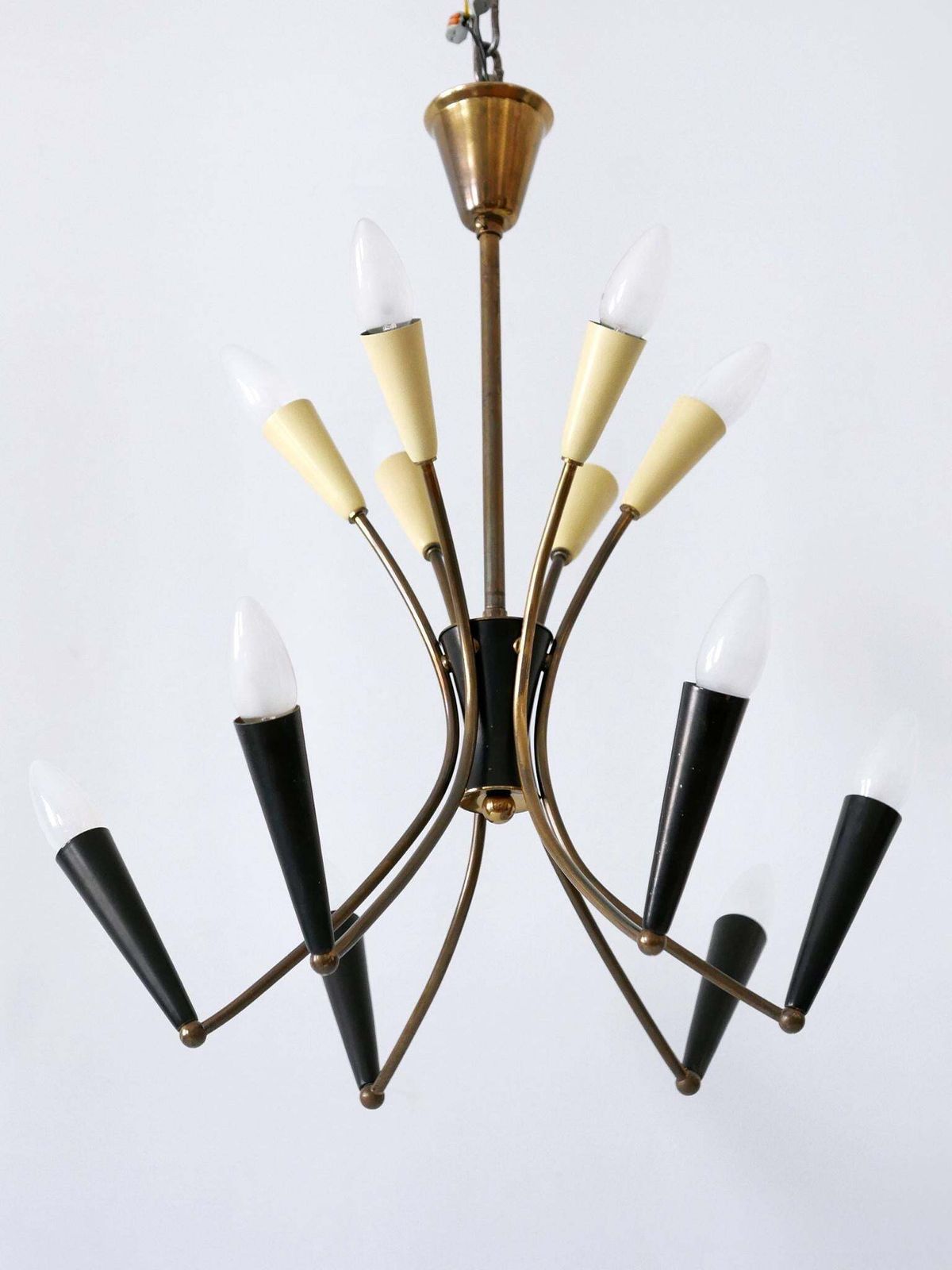 Lovely Mid Century Modern 12 Flamed Sputnik Chandelier Germany 1950s photo vinterior