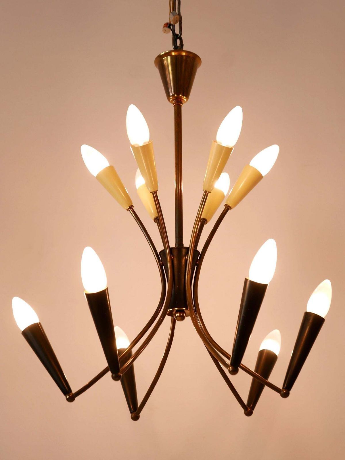 photo vintage Lovely Mid Century Modern 12 Flamed Sputnik Chandelier Germany 1950s