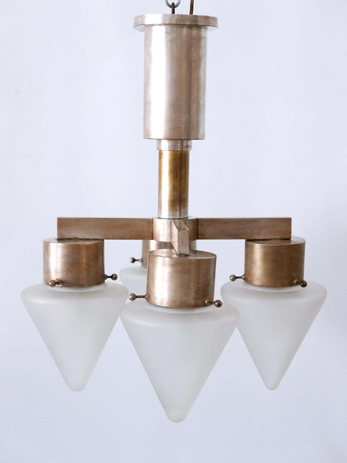 Elegant Four Flamed Art Deco Chandelier Or Ceiling Lamp Germany 1930s photo vintage