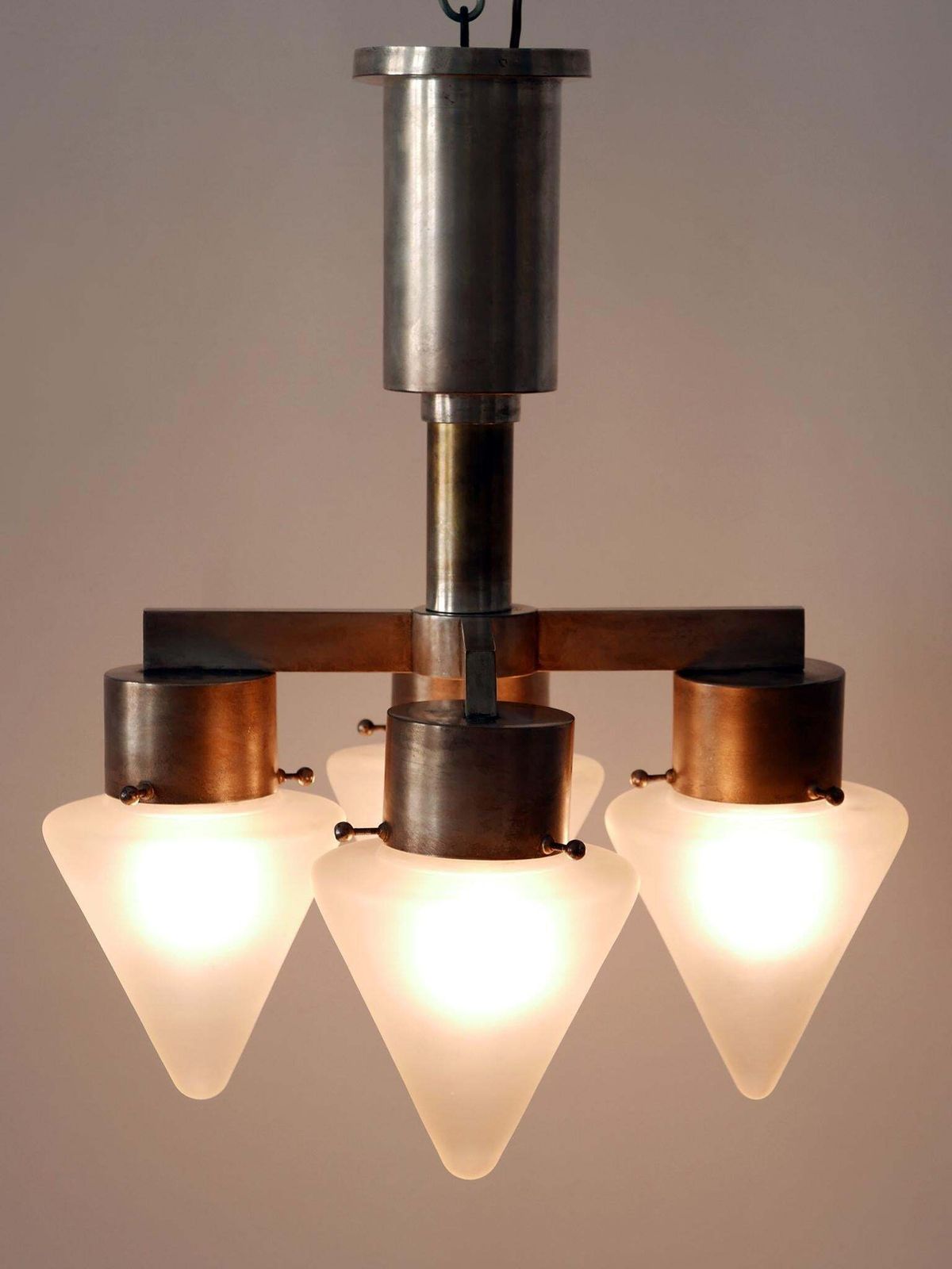 4203.0 Elegant Four Flamed Art Deco Chandelier Or Ceiling Lamp Germany 1930s photo