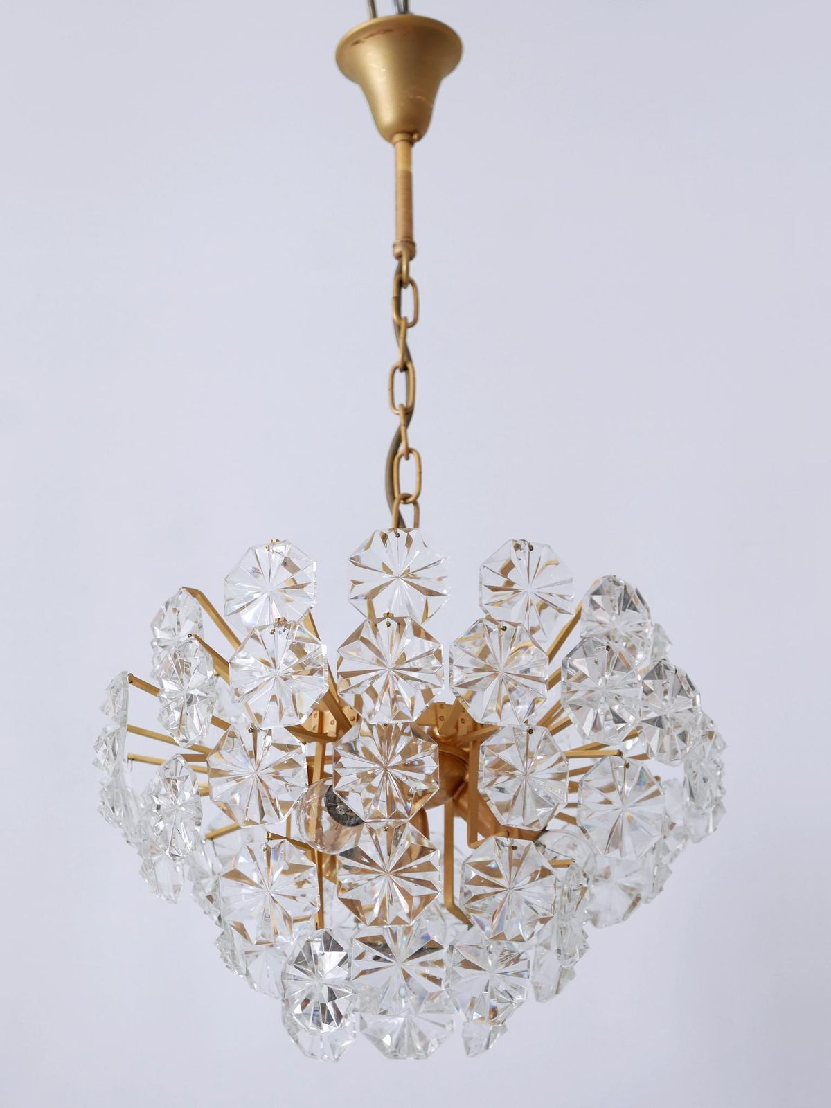 Elegant Mid Century Modern Crystal Chandelier By Christoph Palme Germany 1970s photo for sale