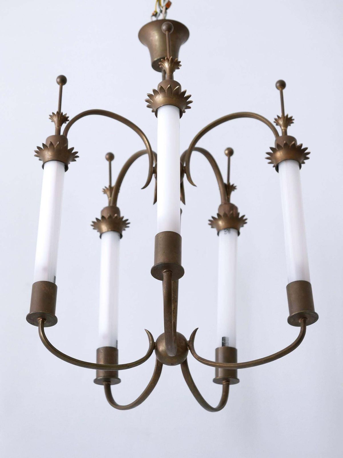 Lighting Exceptional Five Flamed Art Deco Chandelier Or Ceiling Lamp Germany 1930s photo