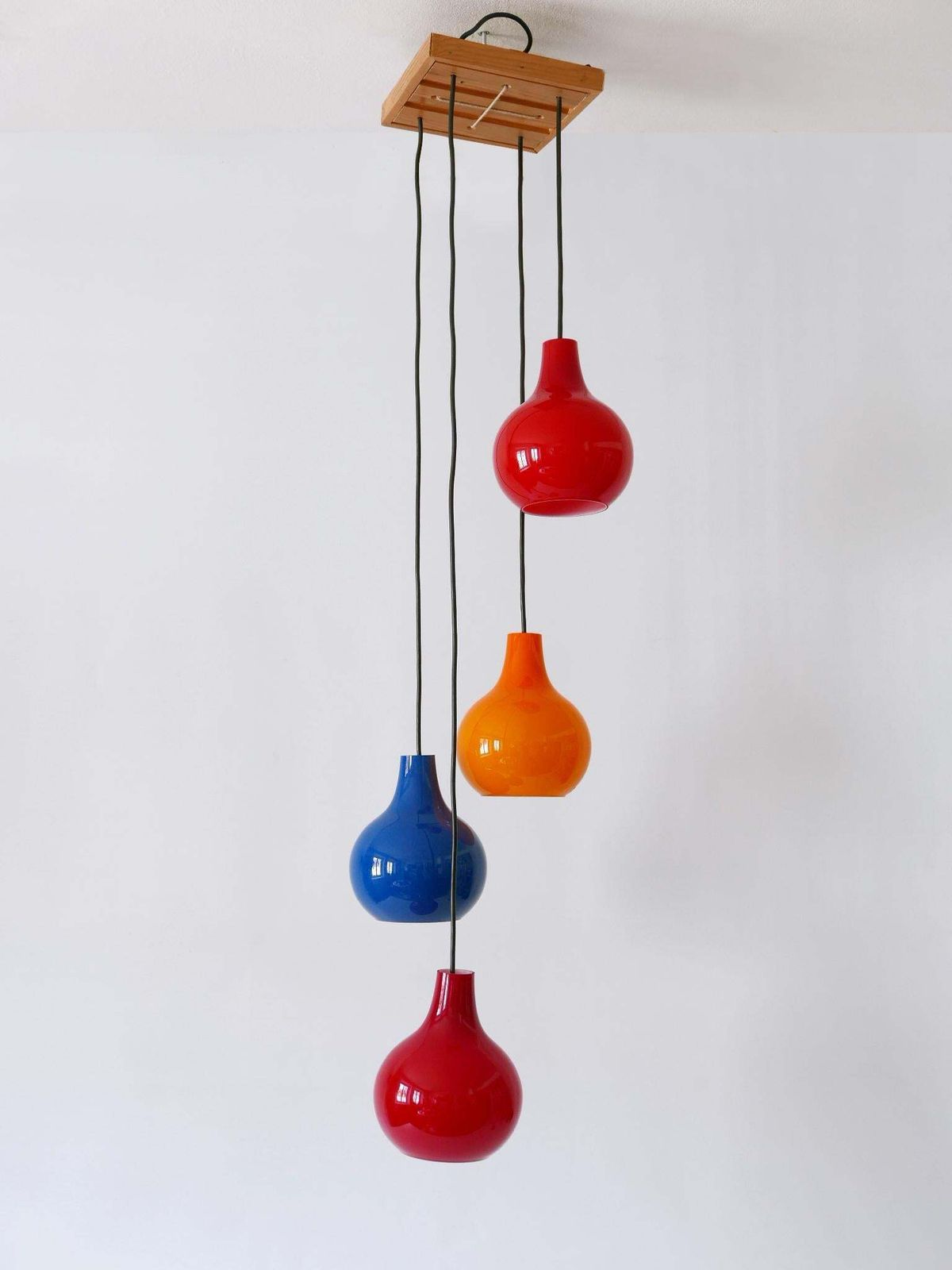 Amazing Four Flamed Cascading Pendant Lamp By Peill & Putzler Germany 1970s photo 4249.0