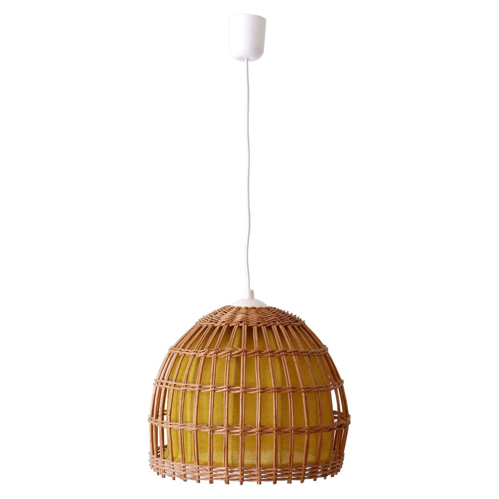 Mid Century Modern Rattan Pendant Lamp Or Hanging Light Germany 1960s