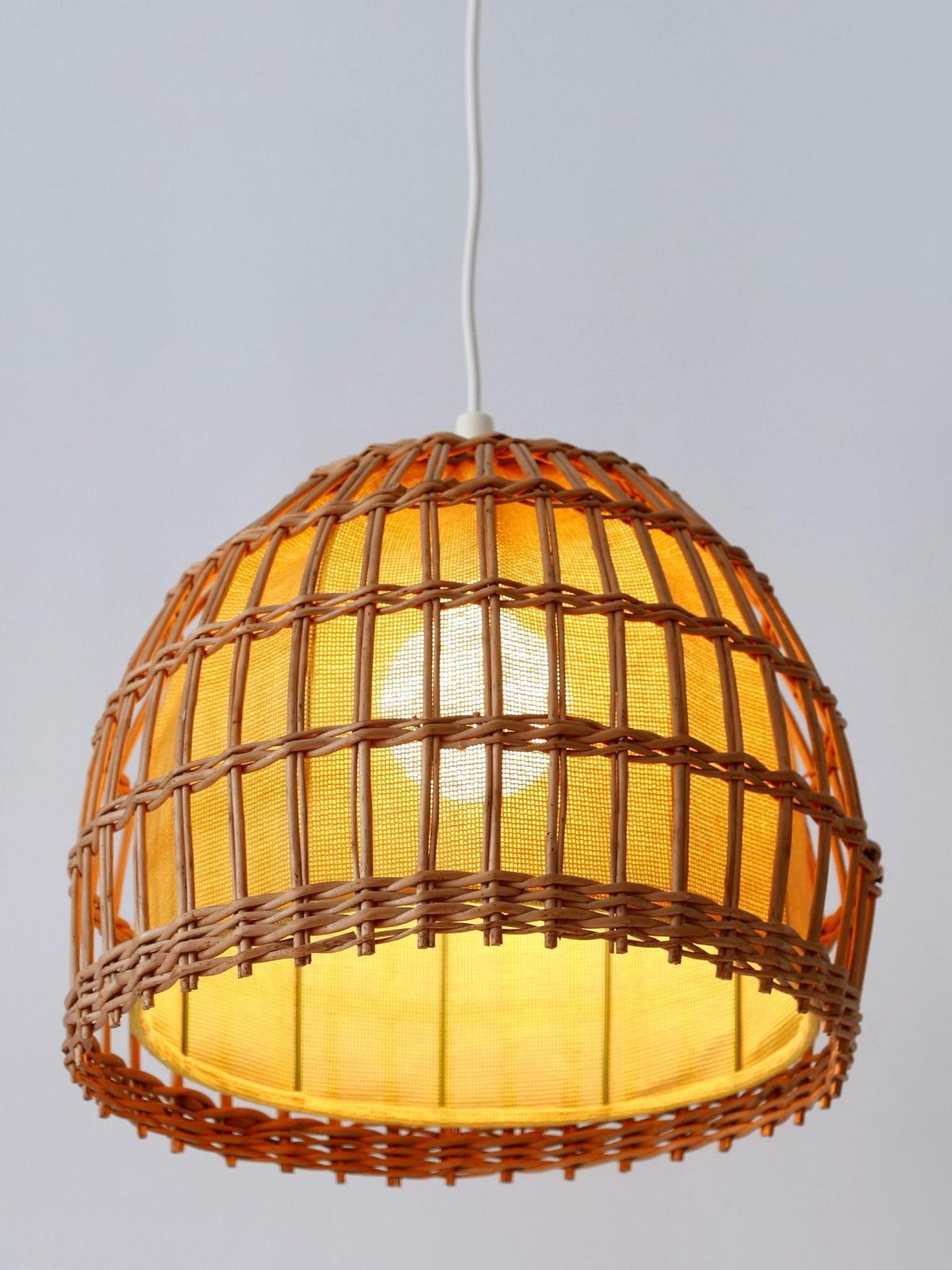 photo furniture Mid Century Modern Rattan Pendant Lamp Or Hanging Light Germany 1960s