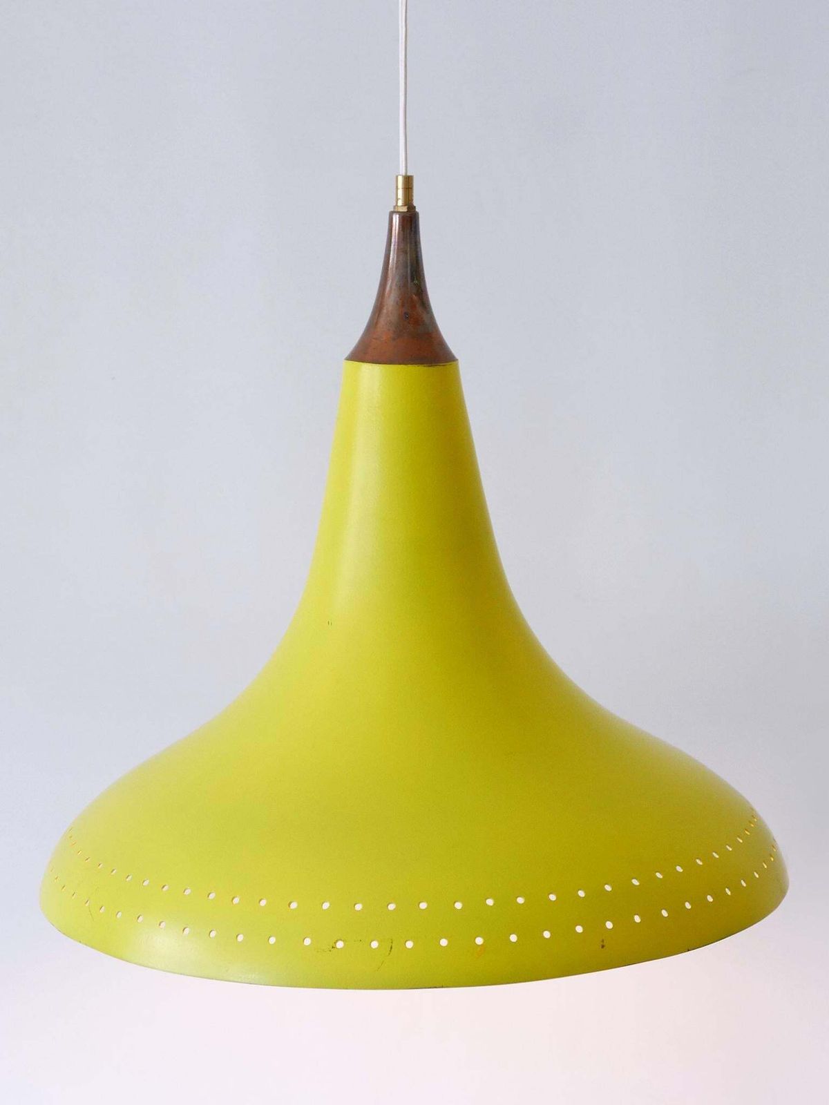 Elegant Mid Century Modern Perforated Aluminium Pendant Lamp Austria 1960s photo furniture