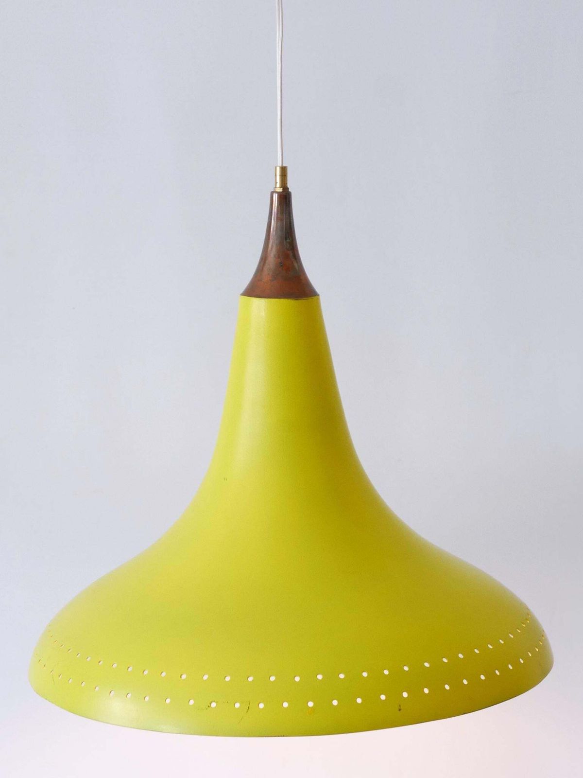 Elegant Mid Century Modern Perforated Aluminium Pendant Lamp Austria 1960s photo vintage