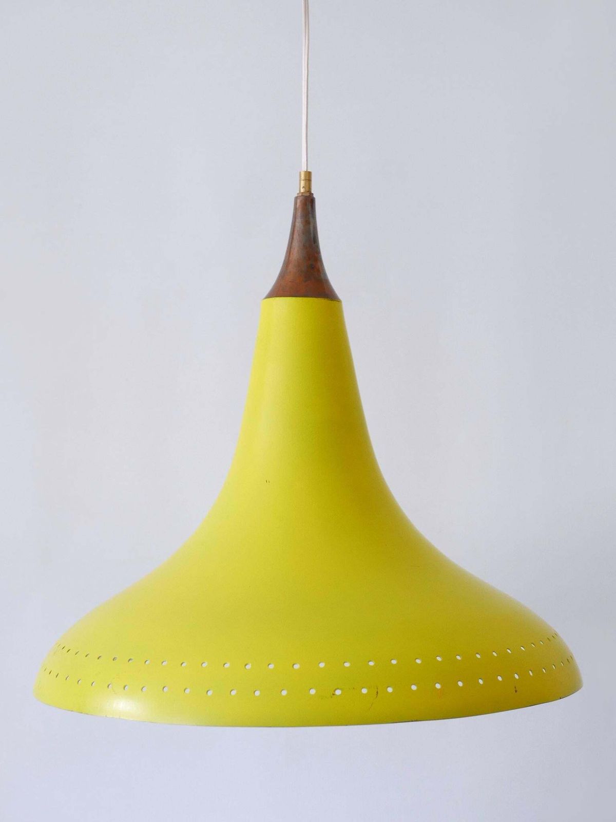 photo furniture Elegant Mid Century Modern Perforated Aluminium Pendant Lamp Austria 1960s