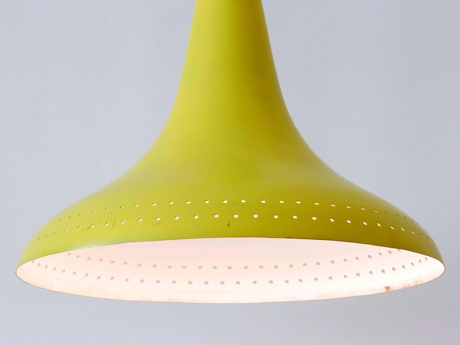 photo buy Elegant Mid Century Modern Perforated Aluminium Pendant Lamp Austria 1960s
