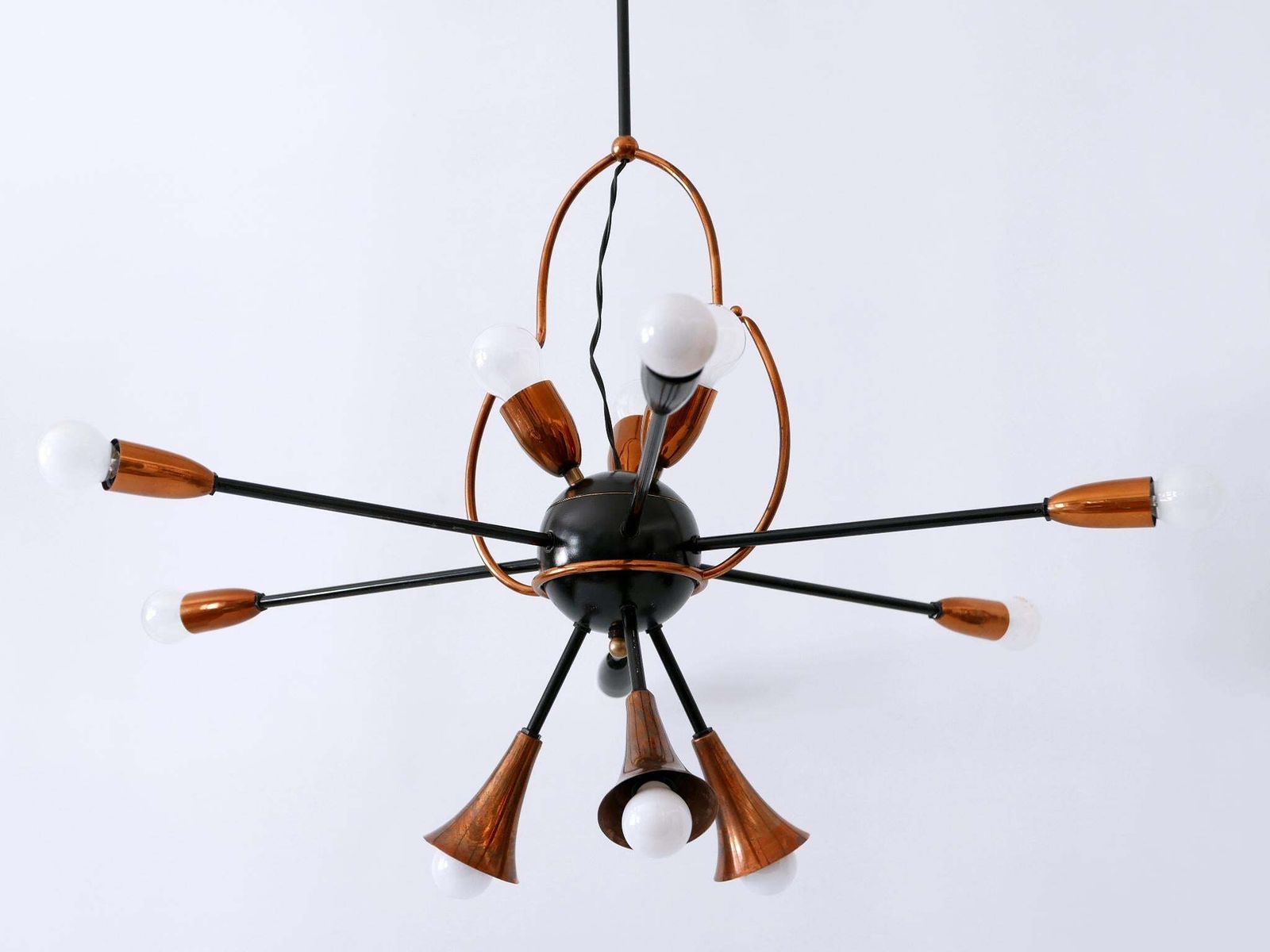 7742.0 Exceptional Twelve Flamed Sputnik Chandelier Or Pendant Lamp Austria 1950s photo