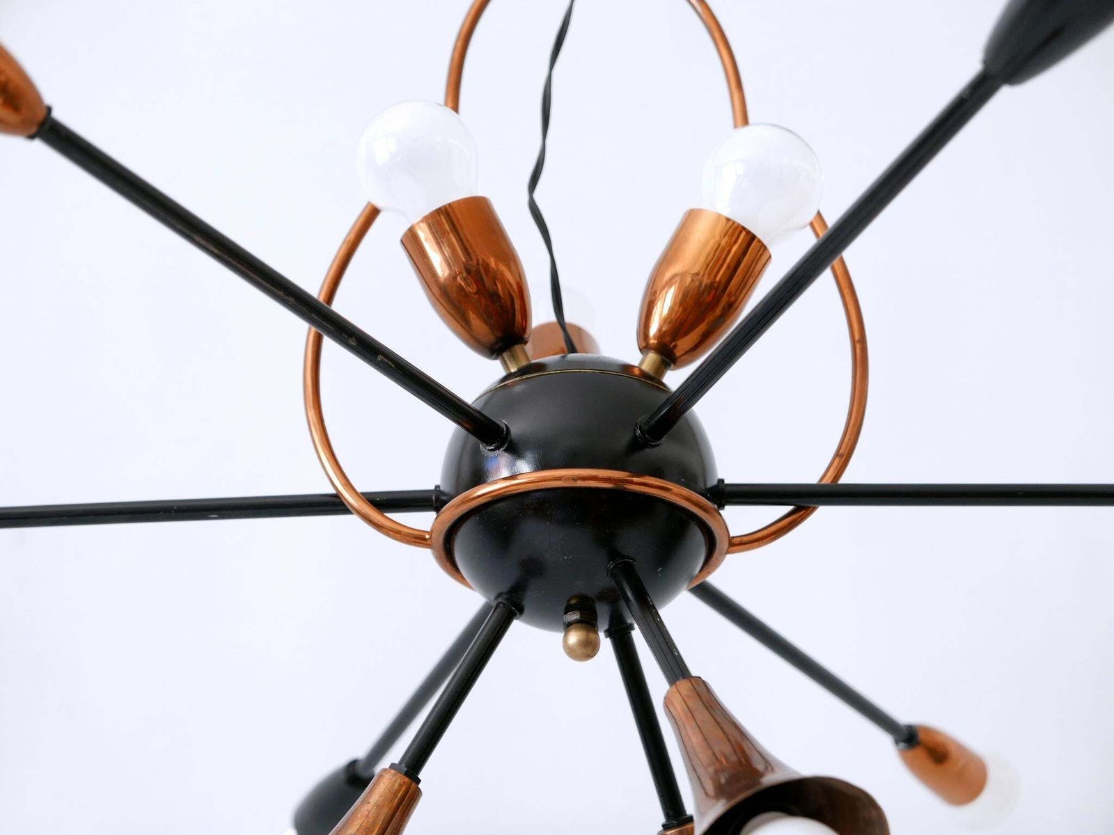 photo vintage Exceptional Twelve Flamed Sputnik Chandelier Or Pendant Lamp Austria 1950s