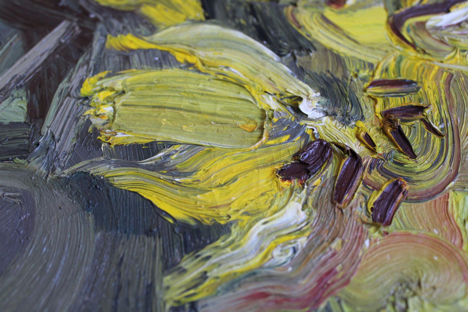 photo for sale Inta Celminayellow Flowers. Canvas, Oil, 70x50 Cm