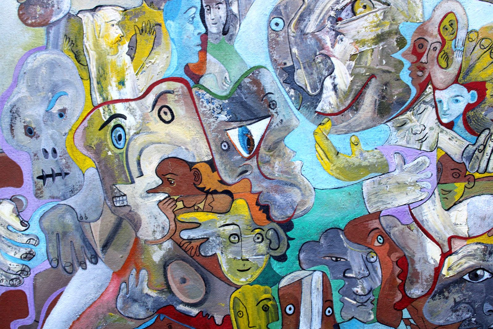 Meeting. Oil, Canvas, 46 X 77, 5 Cm photo vintage