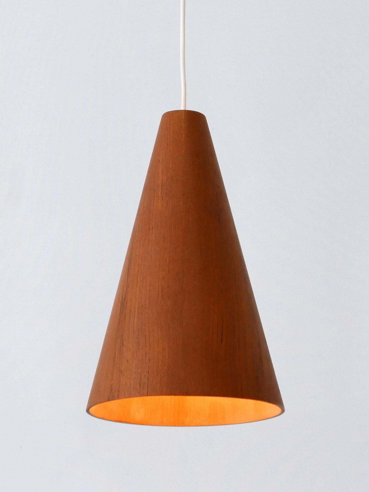 Elegant Mid Century Modern Teak Pendant Lamp Or Hanging Light Scandinavia 1960s photo vinterior