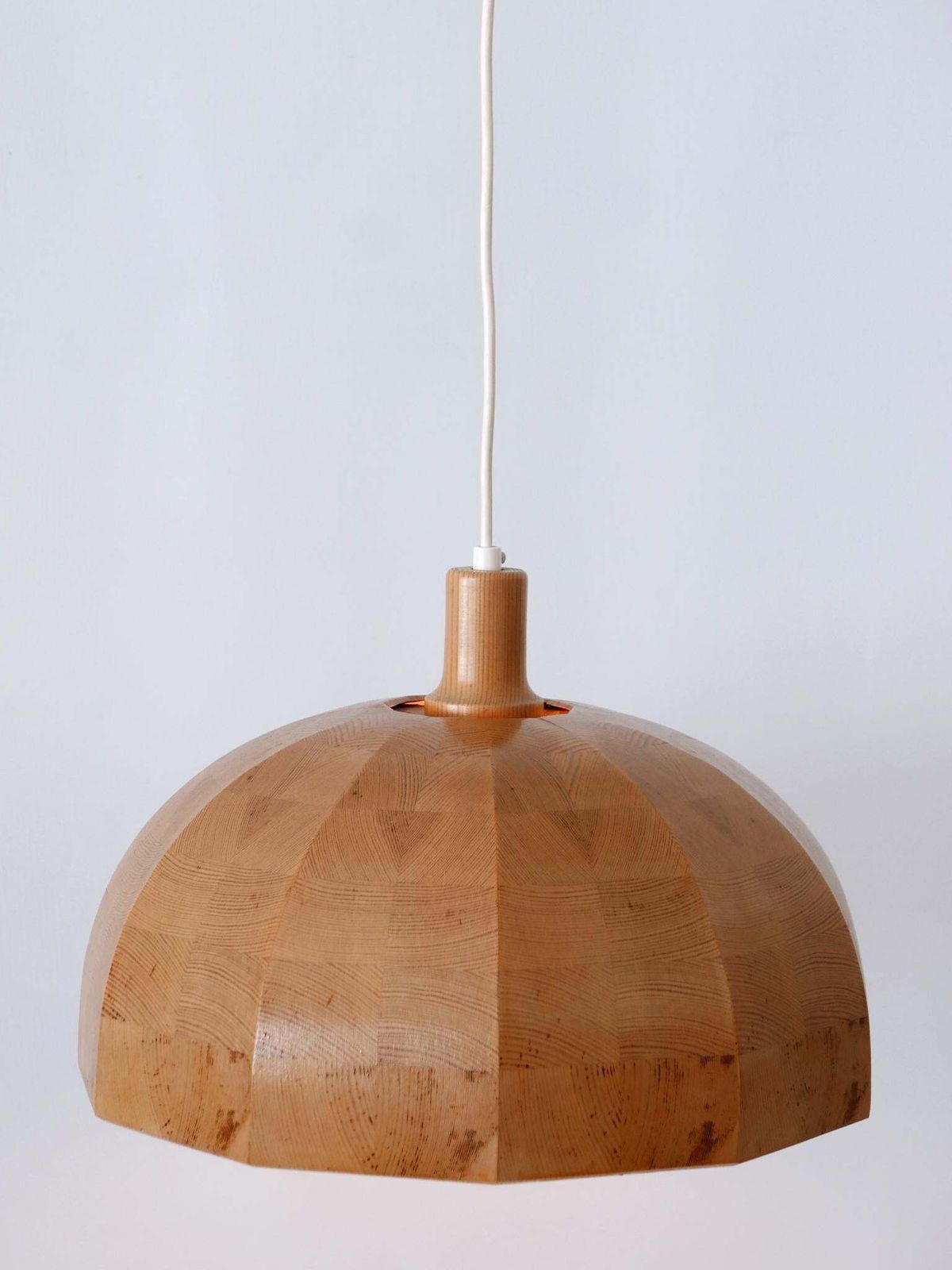 Rare Mid Century Modern Pine Wood Pendant Lamp Or Hanging Light Sweden, 1960s photo furniture