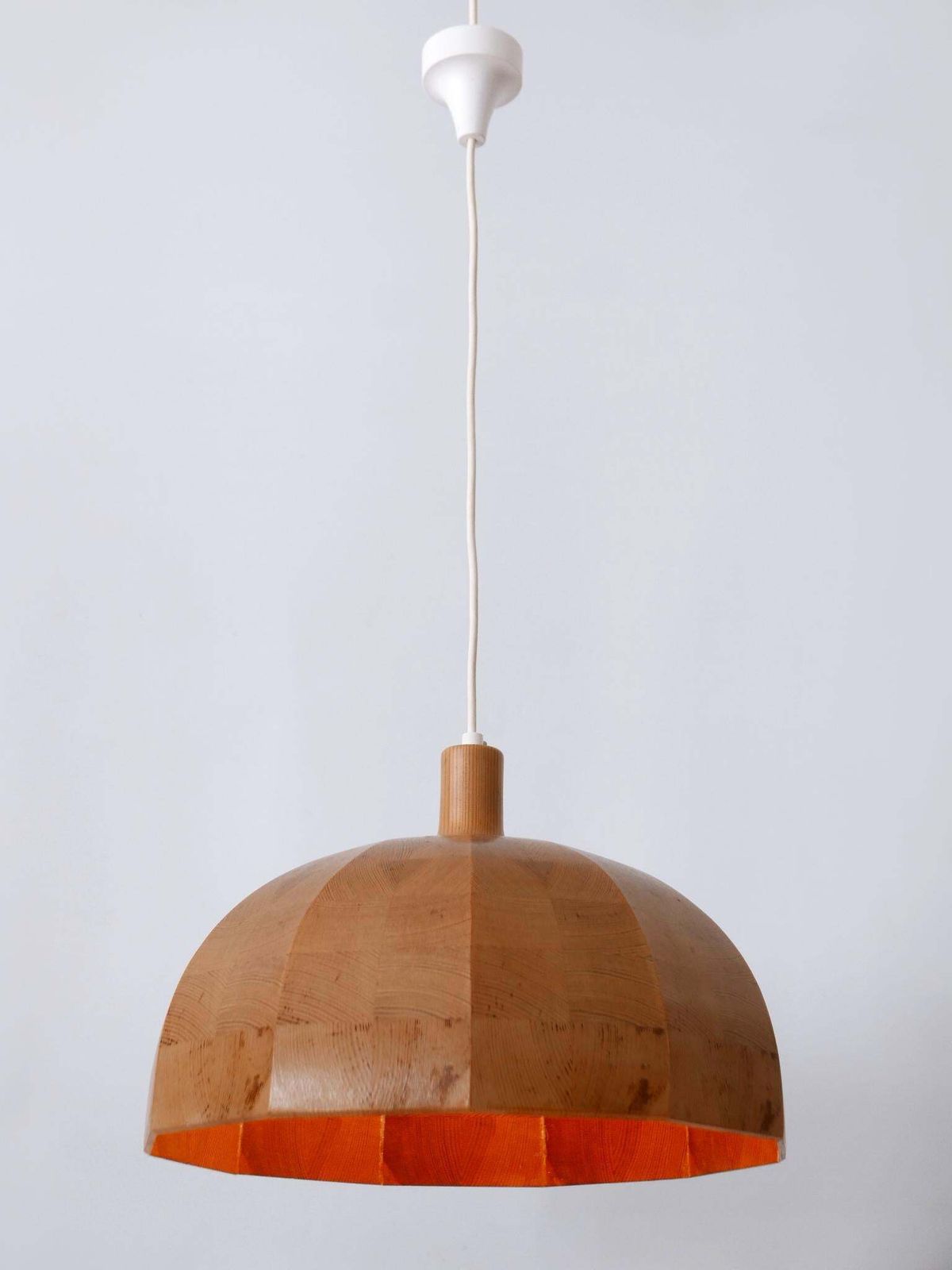 photo buy Rare Mid Century Modern Pine Wood Pendant Lamp Or Hanging Light Sweden, 1960s