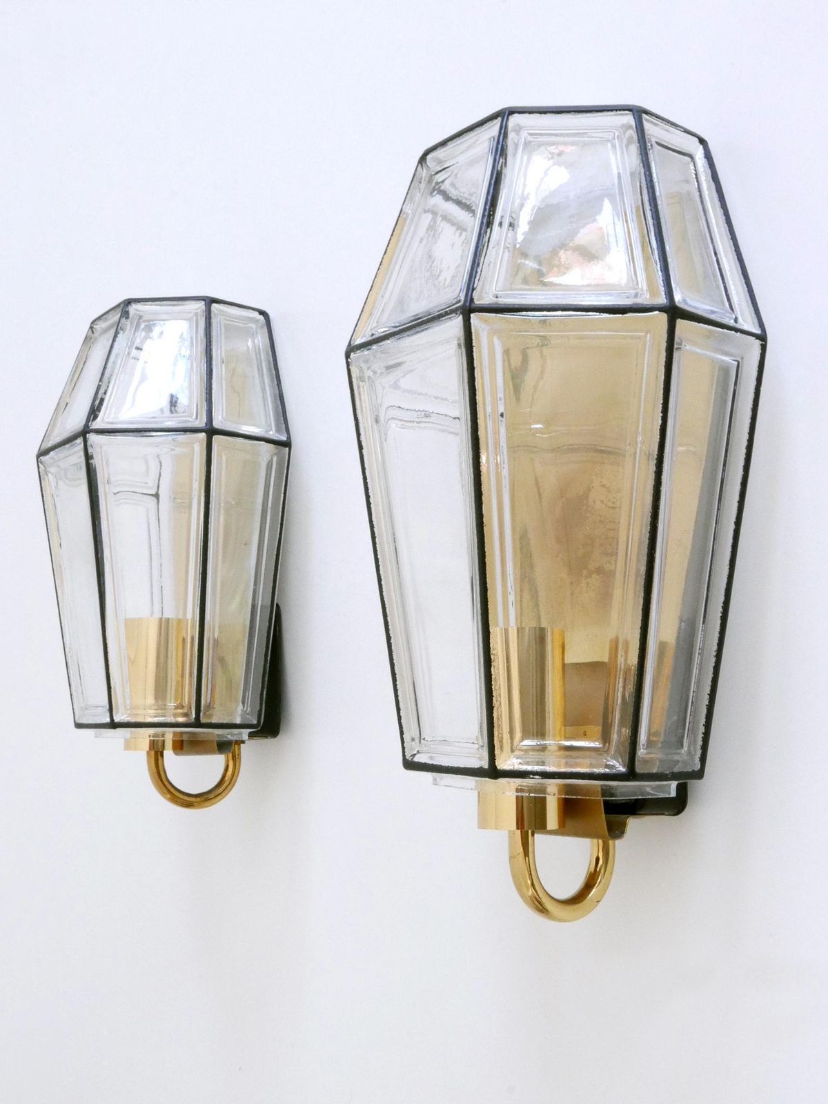 Set Of Two Mid Century Modern Sconces Or Wall Fixtures By Glashütte Limburg photo for sale